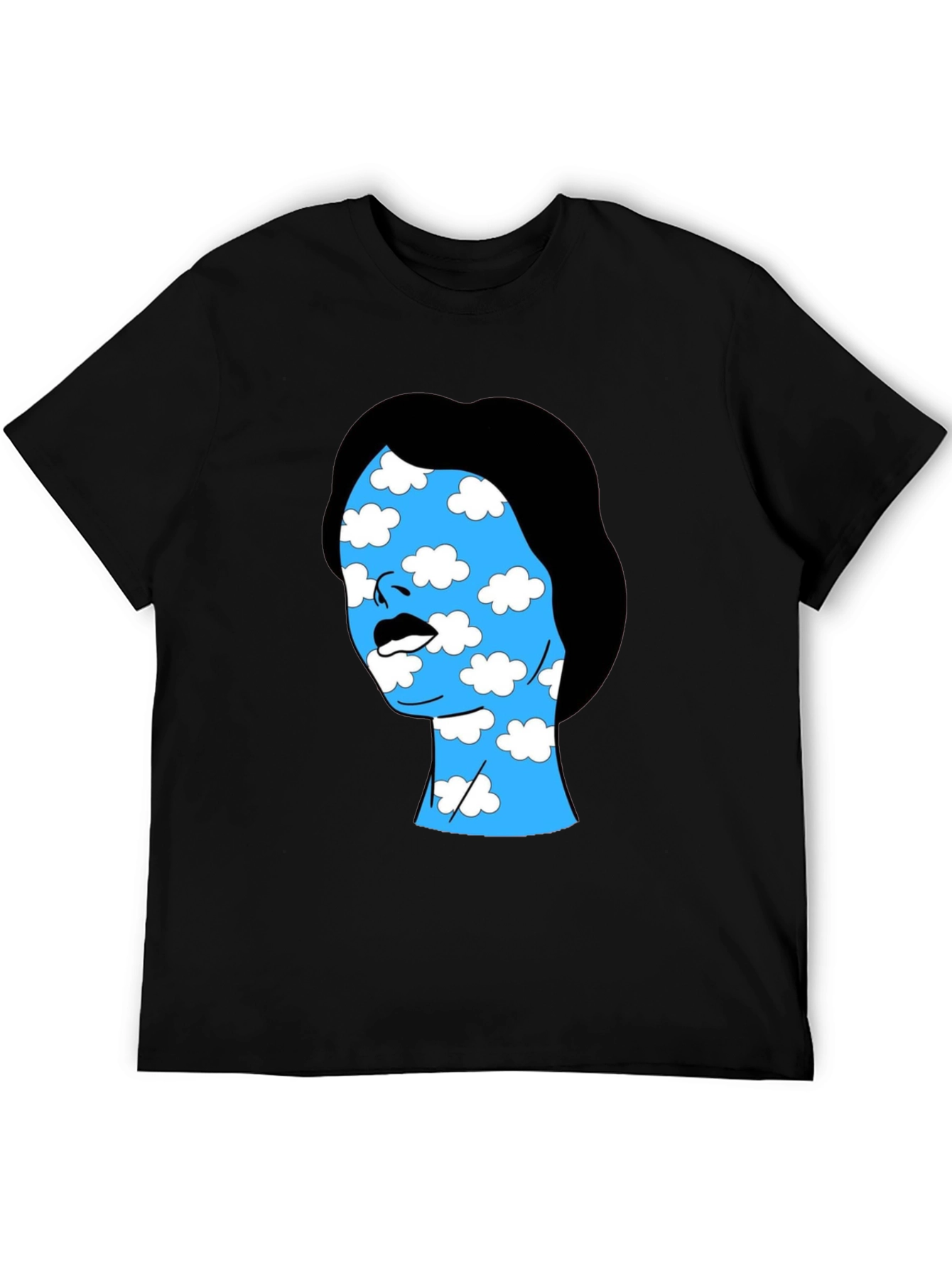 Black Cloud Face Graphic Tee - Black Cotton Blend T-Shirt view 5