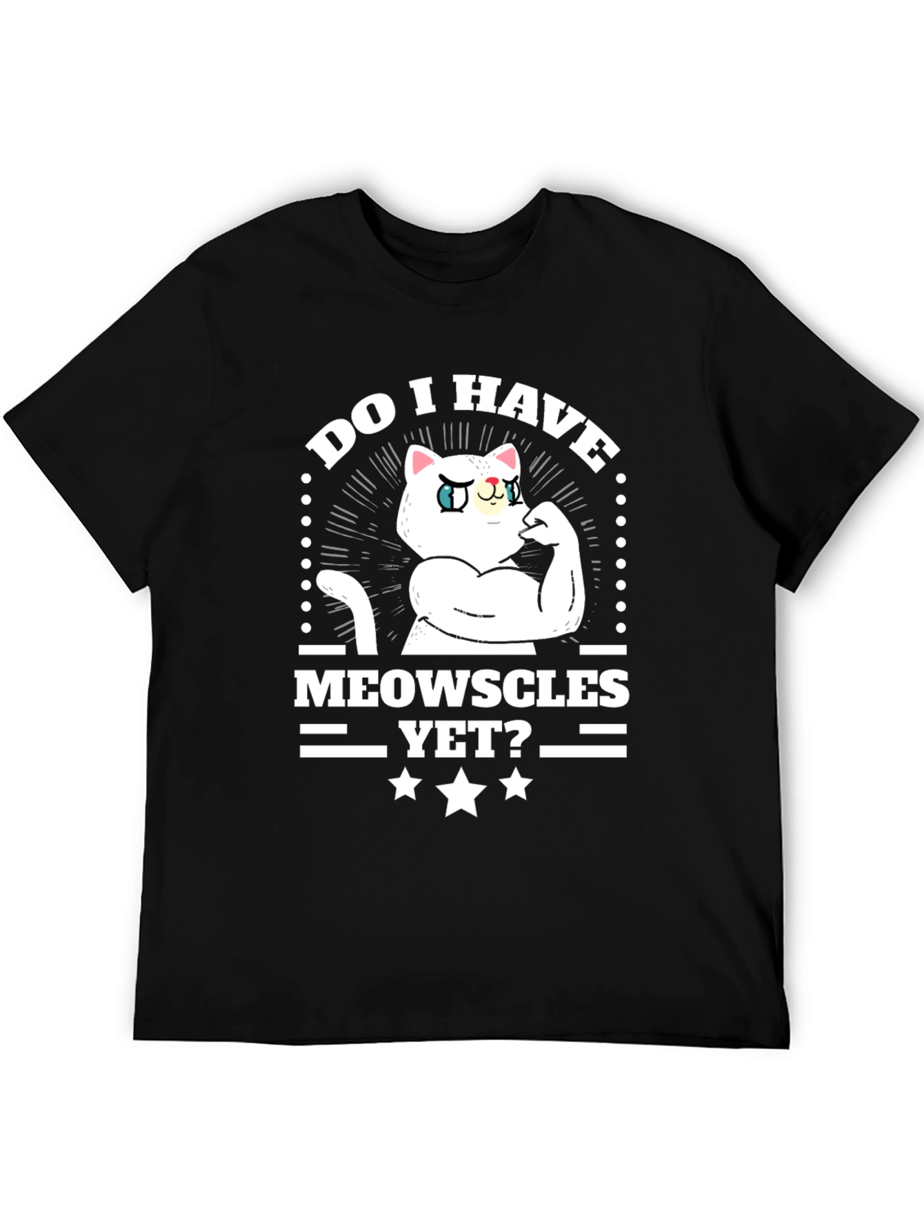 Black Funny Cat Muscles T-Shirt - Do I Have Meowscles Yet? view 5