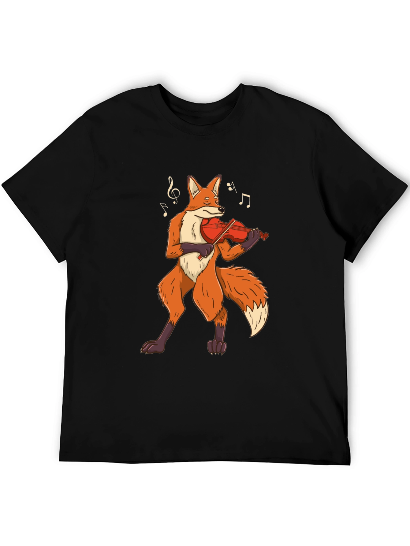 Black Fox Violinist Graphic Tee - Musical Animal Shirt view 5