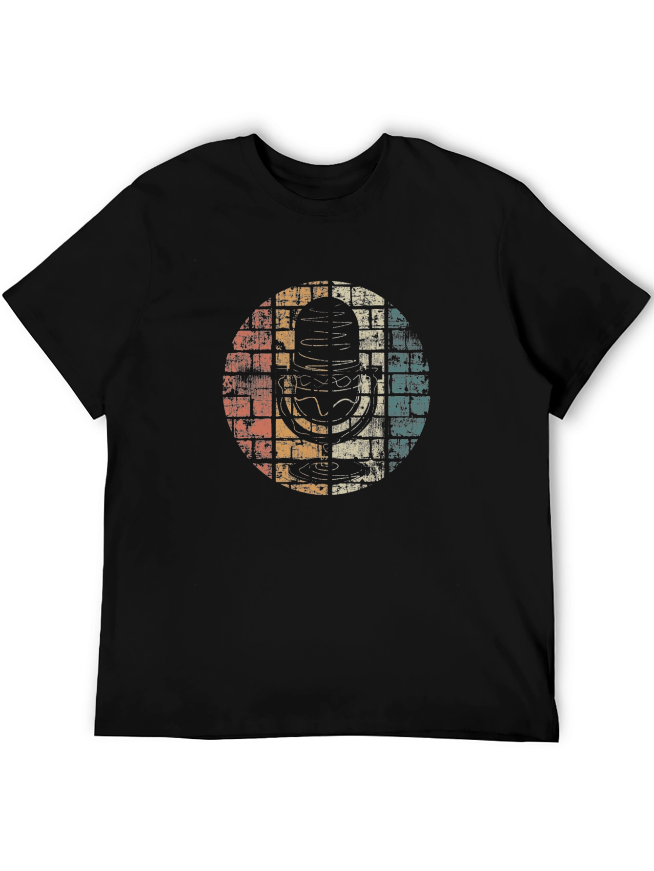 Black Retro Microphone Graphic Tee - Vintage Style view 5