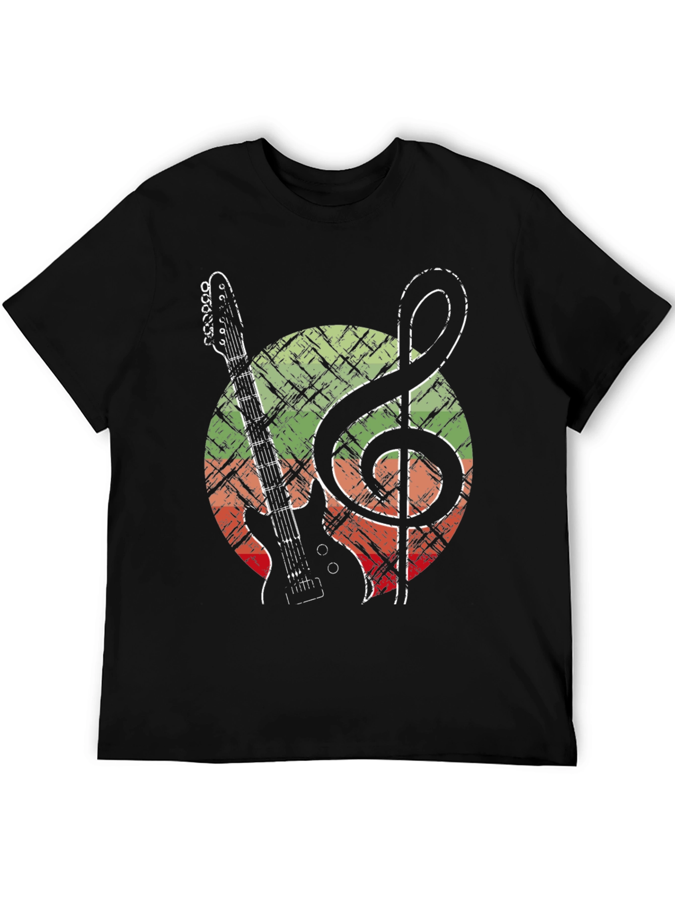 Black Guitar & Treble Clef Graphic Tee - Music Lover Shirt view 5
