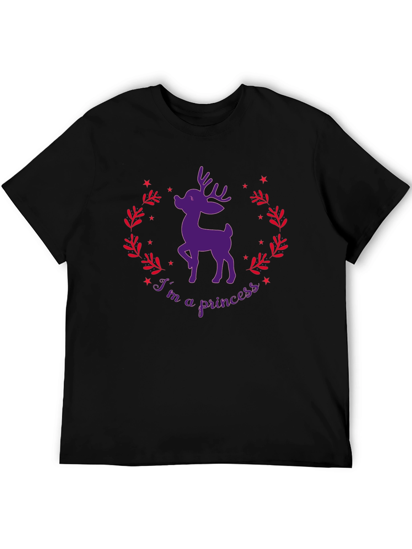 Black I'm a Princess Deer Graphic T-Shirt view 5