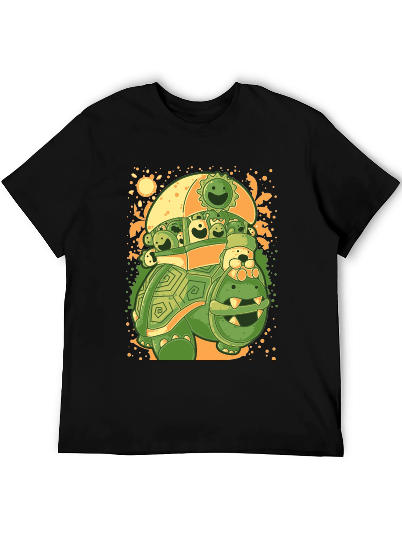 Black Turtle with Friends Graphic T-Shirt view 5
