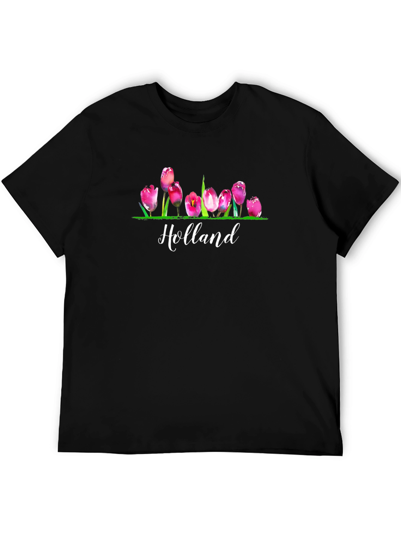 Black Holland Tulips Graphic T-Shirt view 5