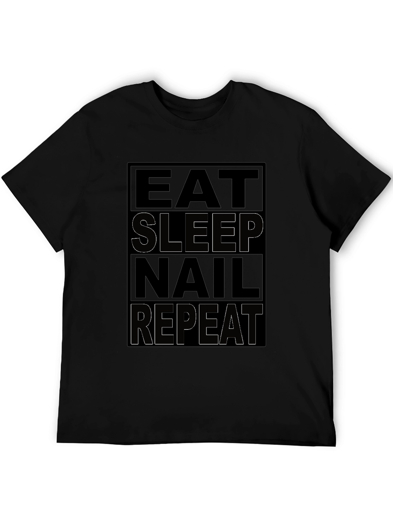 Black Eat Sleep Nail Repeat Black T-Shirt view 5