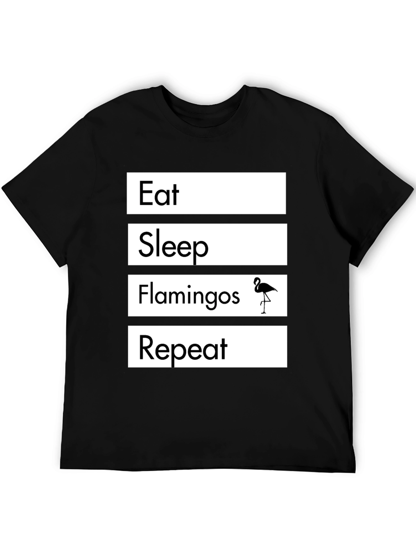 Black Eat Sleep Flamingos Repeat T-Shirt view 5