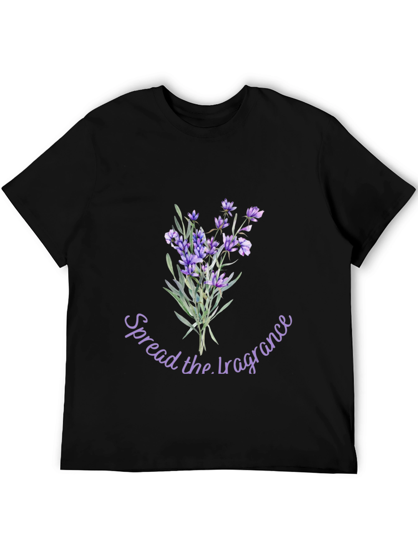 Black Floral Lavender 'Spread the Fragrance' Graphic T-Shirt view 5