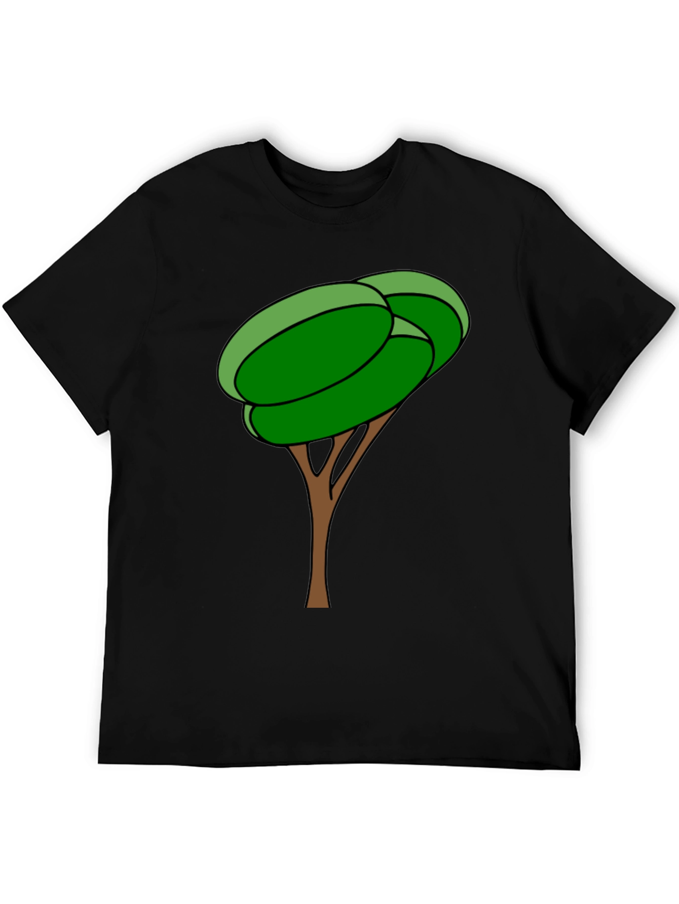 Black Cartoon Tree Graphic Tee - Black Cotton Blend Shirt view 5