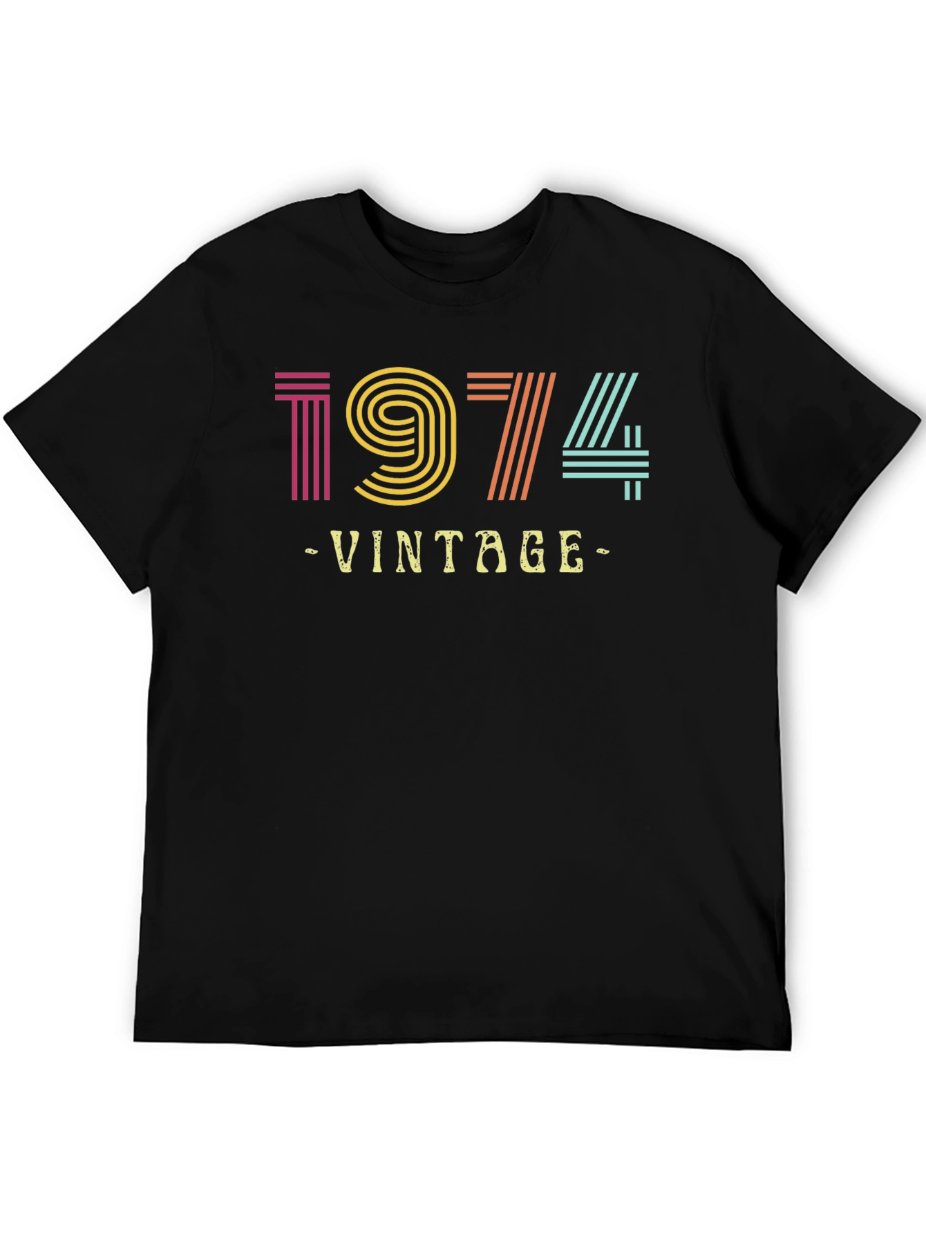 Black Vintage 1974 Graphic Tee - Retro Birthday Shirt view 5