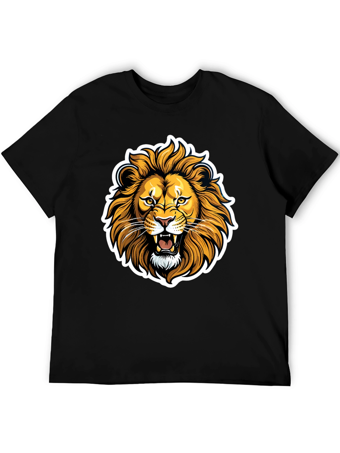 Black Lion Graphic Black T-Shirt - Fierce Animal Design view 5