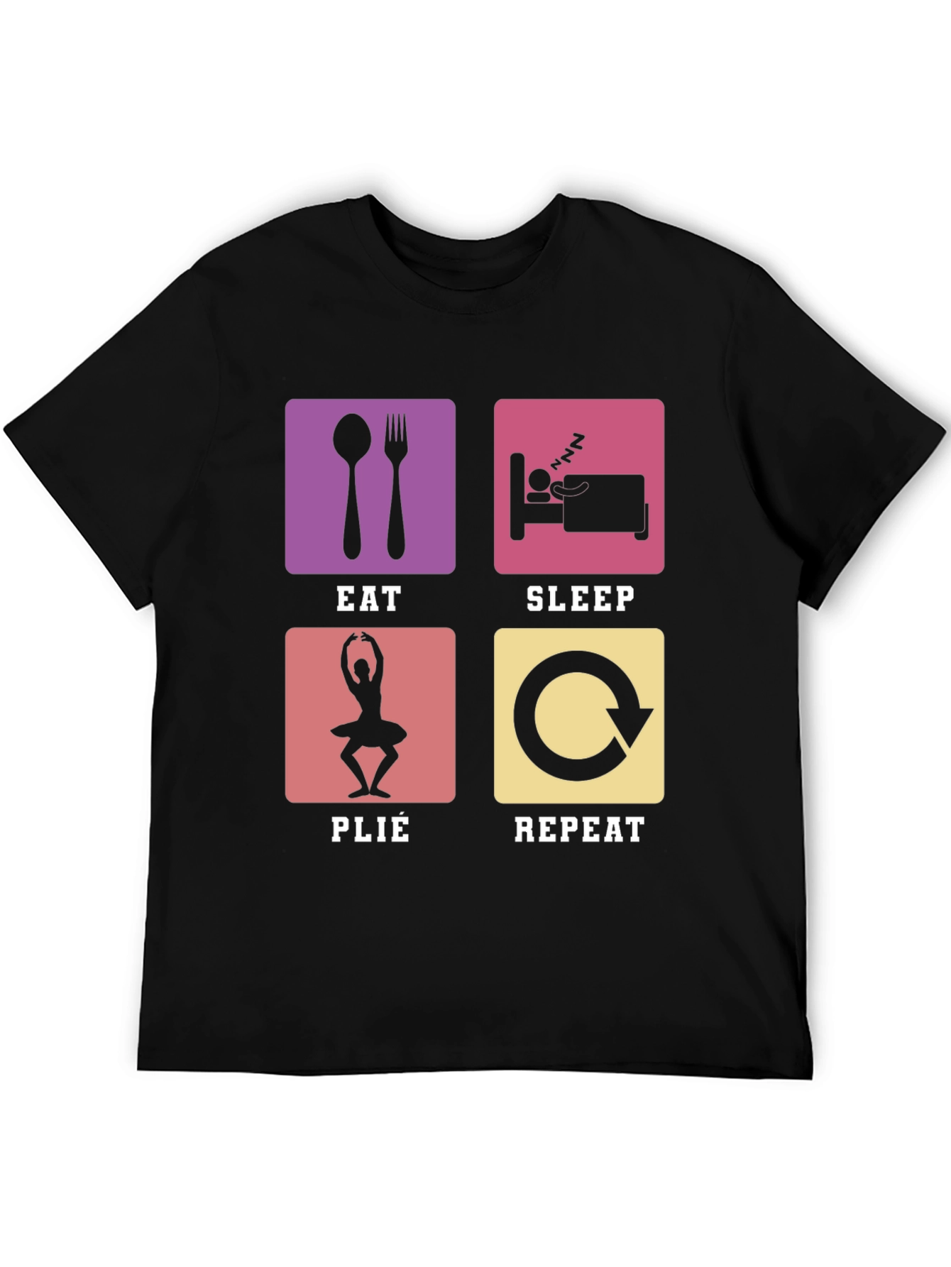 Black Eat Sleep Plie Repeat T-Shirt - Ballet Dancer Gift view 5