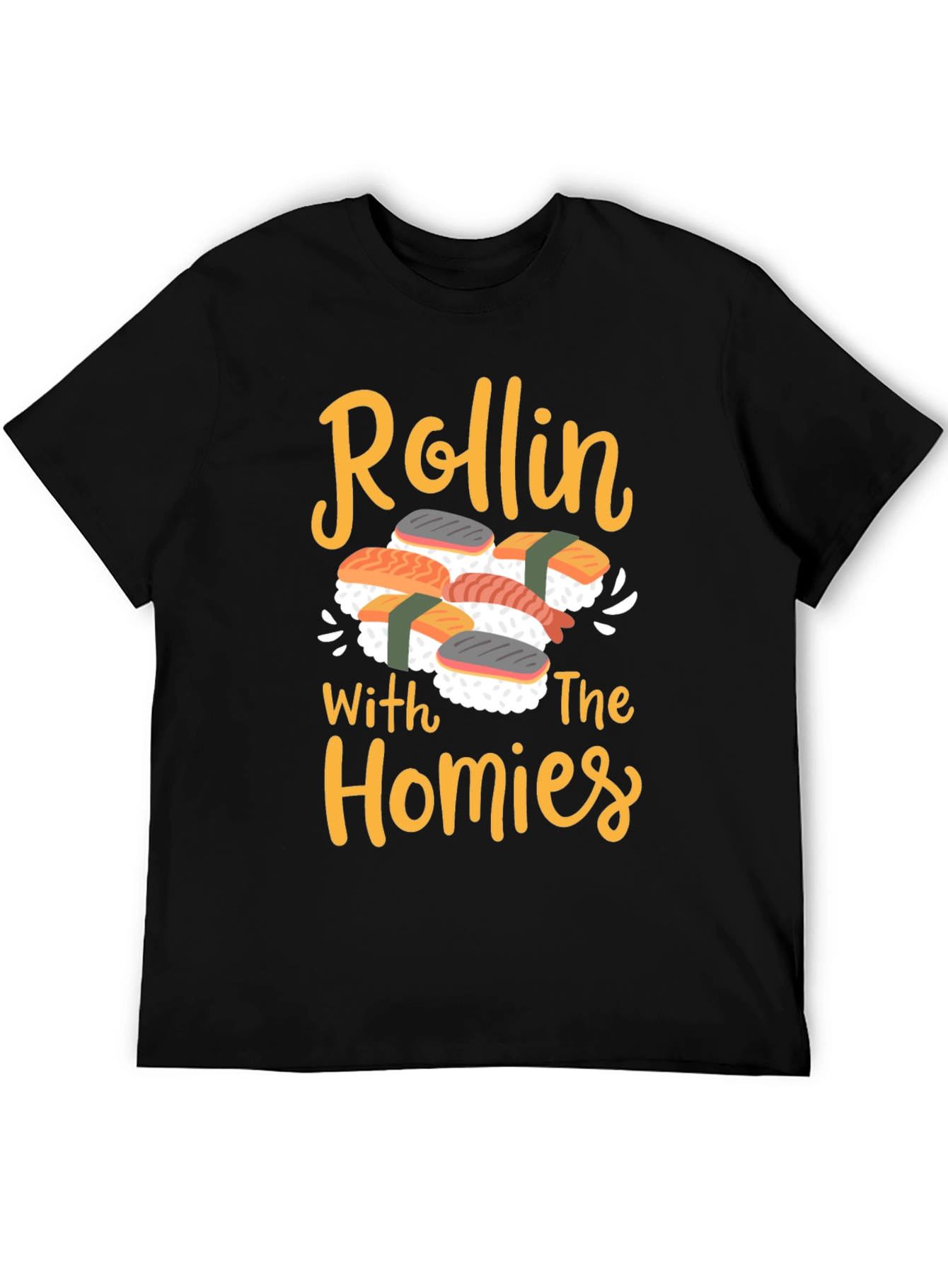 Black Rollin' With The Homies Sushi Graphic Tee view 5