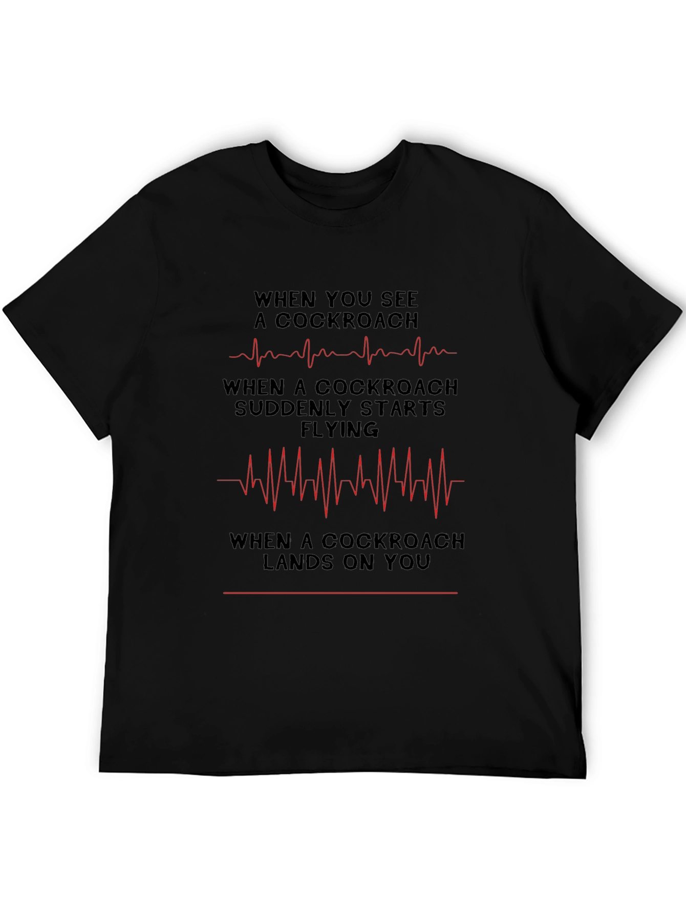 Black Cockroach Heart Rate T-Shirt - Funny Graphic Tee view 5