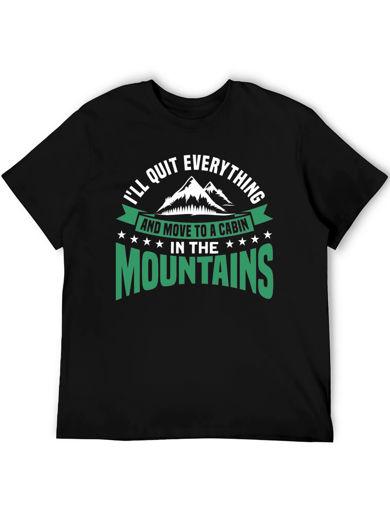 Black Cabin in the Mountains Graphic T-Shirt view 5
