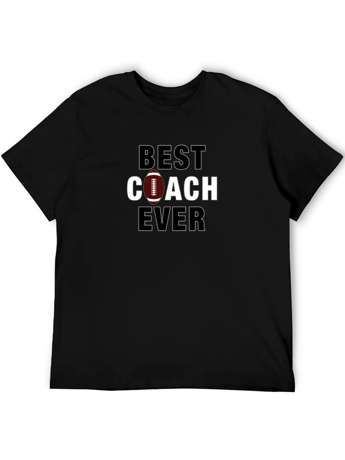 Black Best Coach Ever Football T-Shirt view 5