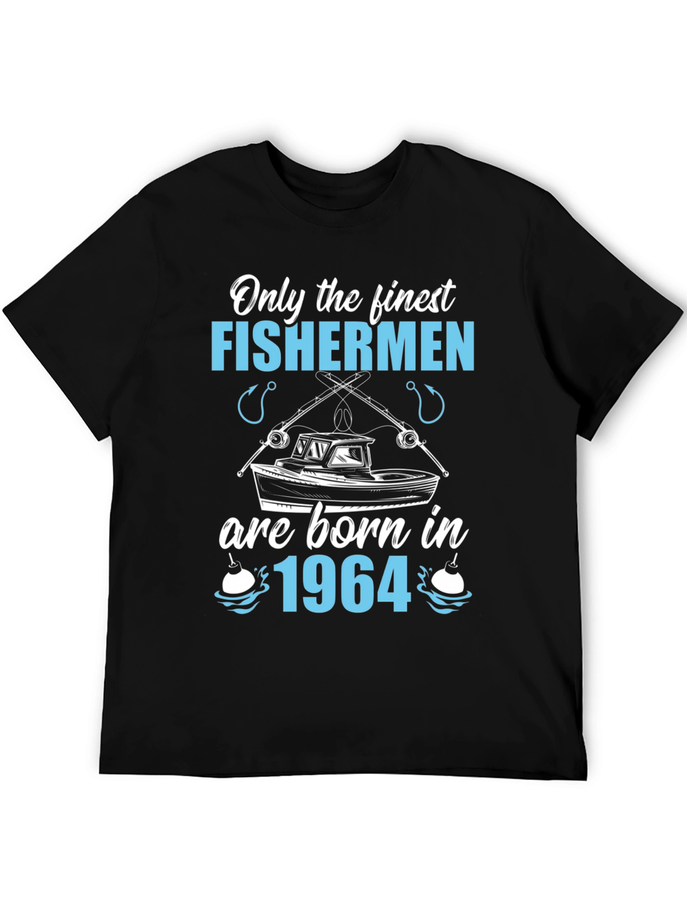 Black Finest Fishermen Born in 1964 T-Shirt view 5