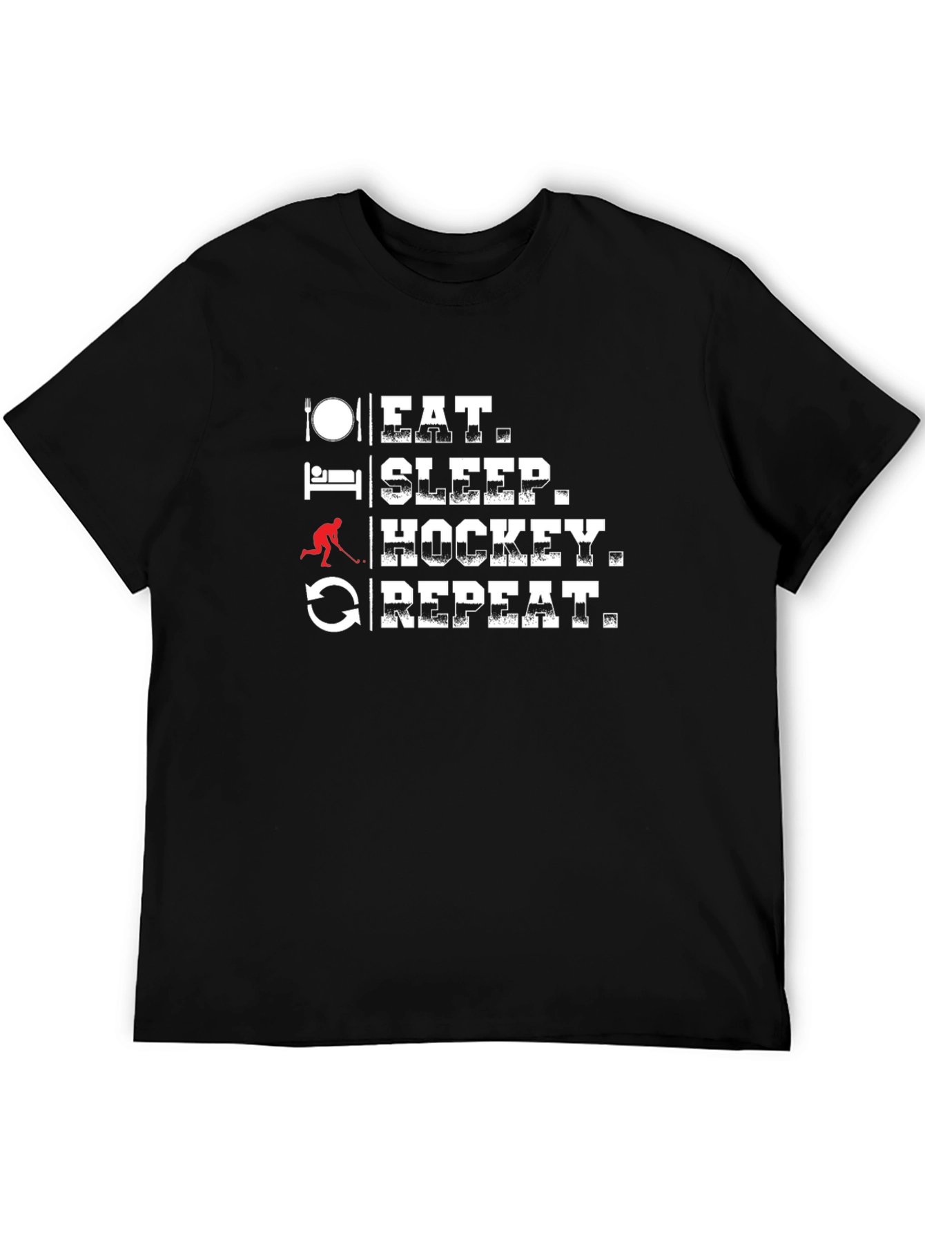 Black Eat Sleep Hockey Repeat T-Shirt view 5