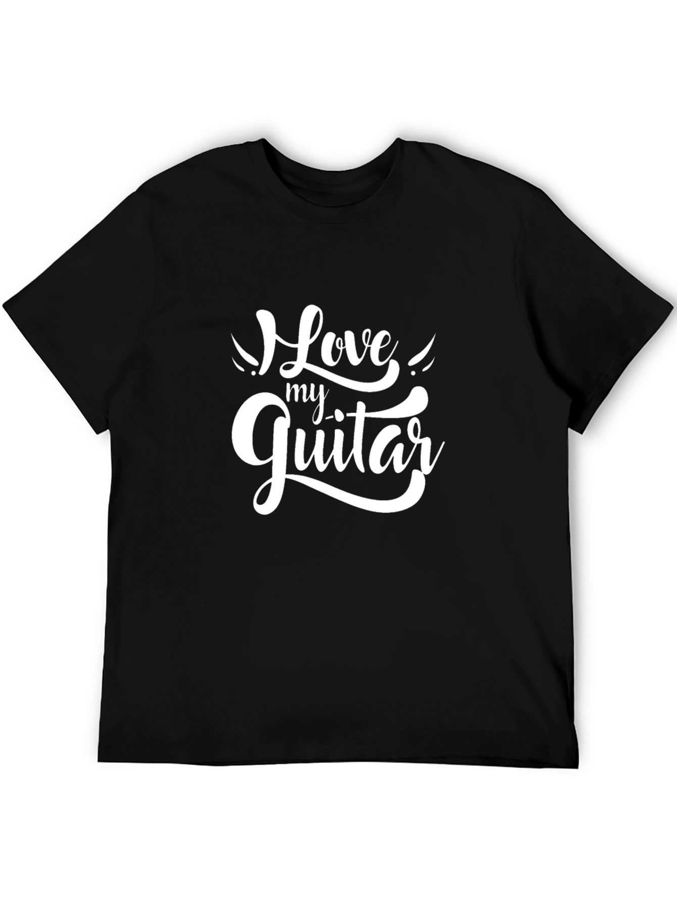 Black Love My Guitar Graphic T-Shirt - Black Cotton Tee view 5
