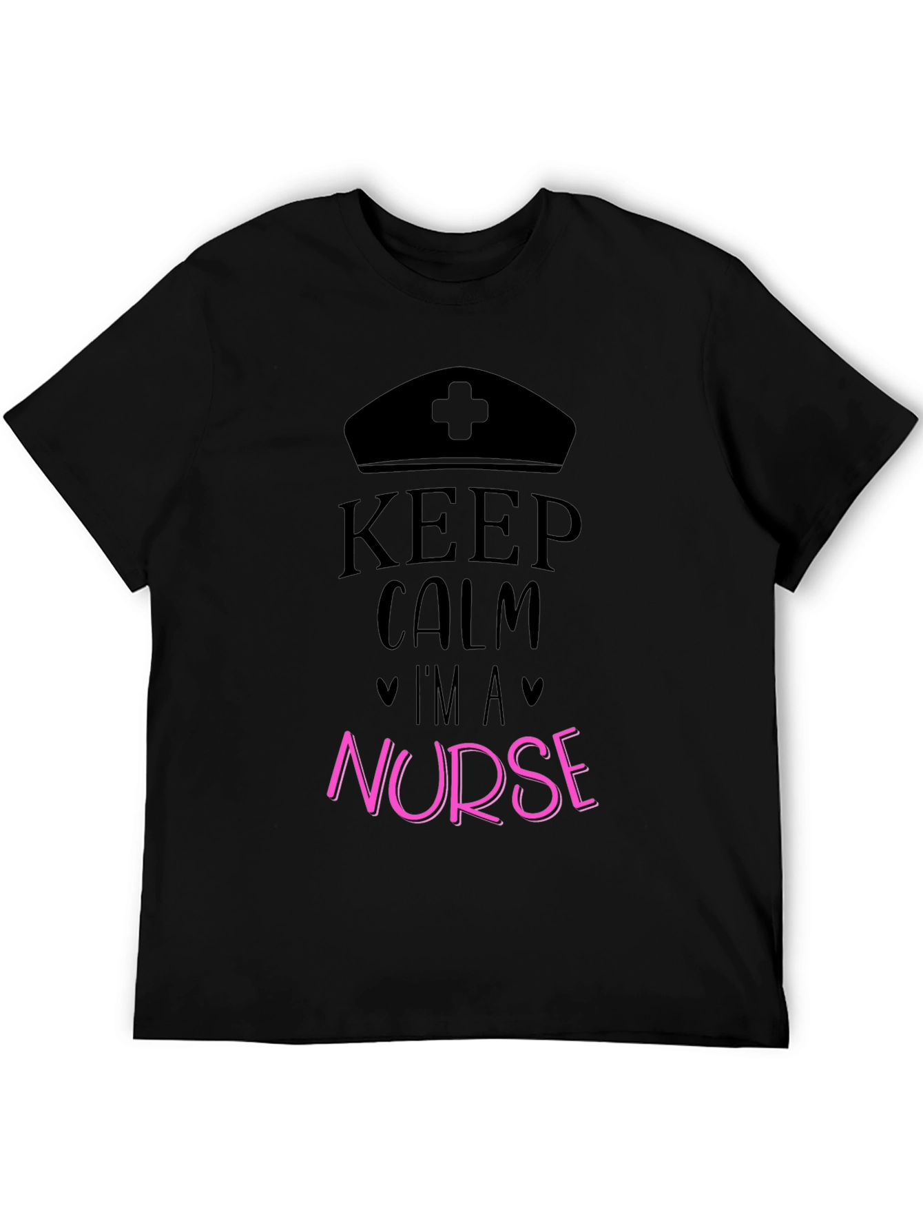 Black Keep Calm I'm A Nurse Black T-Shirt view 5