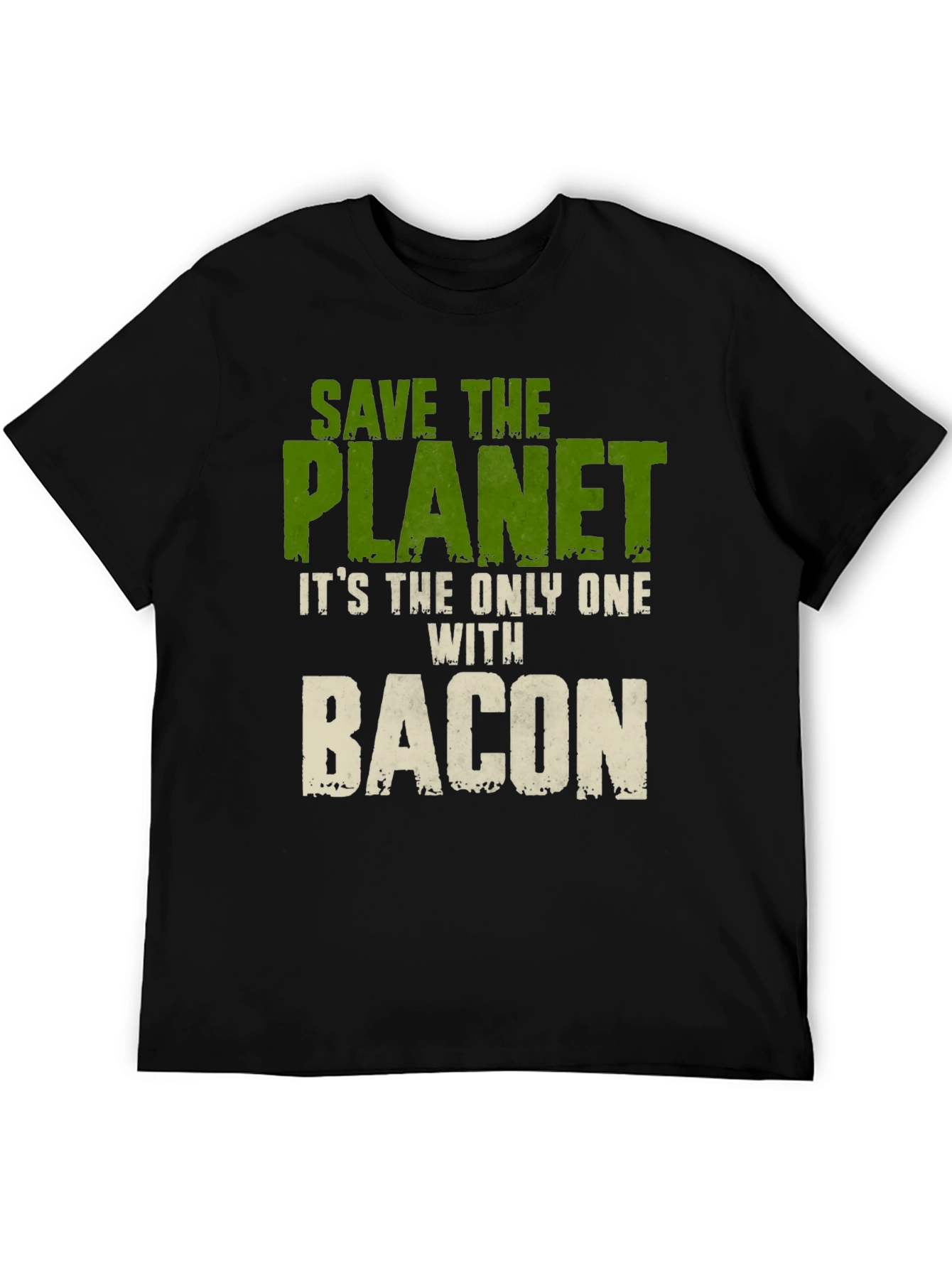 Black Save The Planet Bacon Graphic T-Shirt view 5