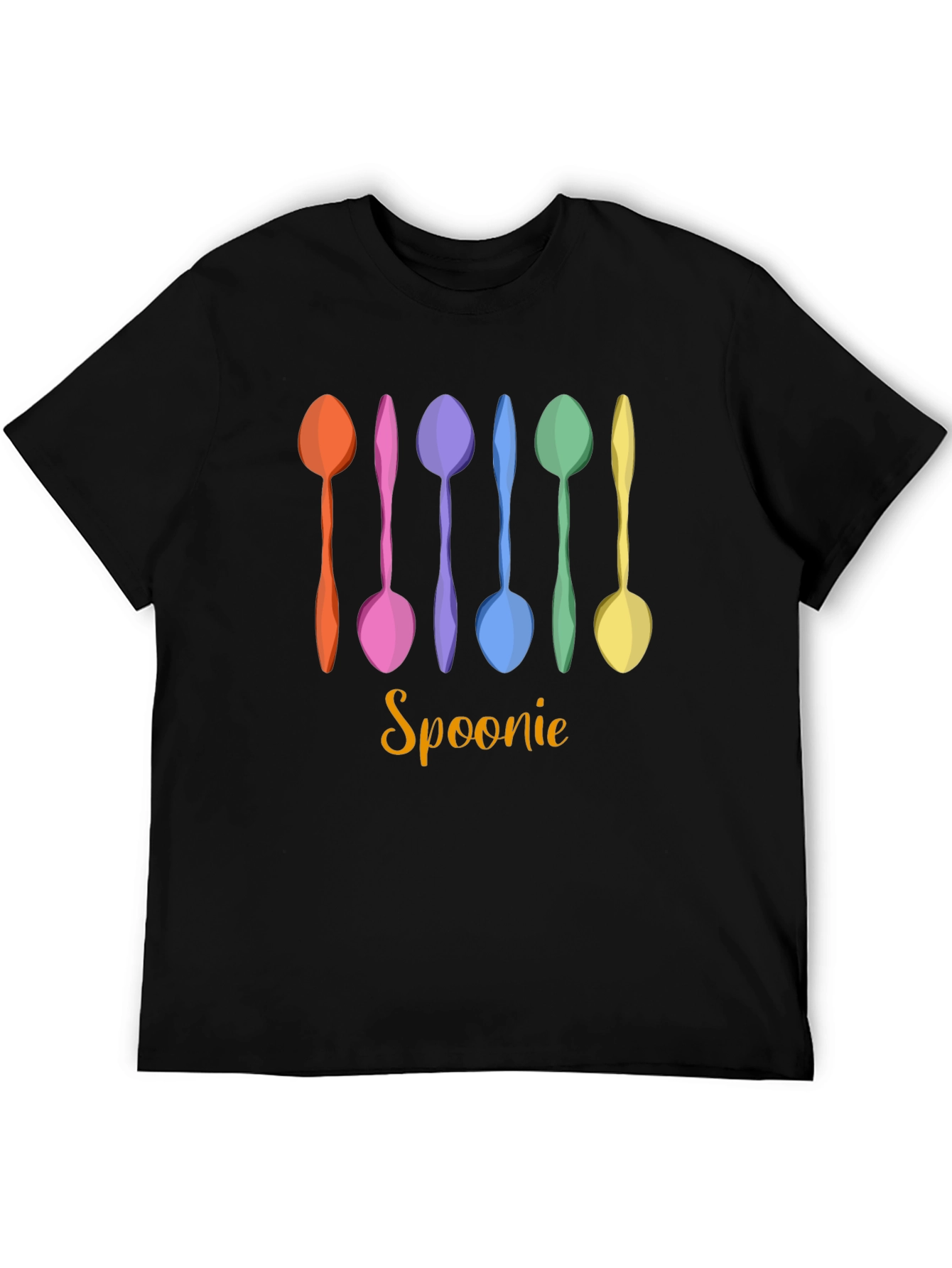 Black Spoonie T-Shirt - Colorful Spoon Design view 5