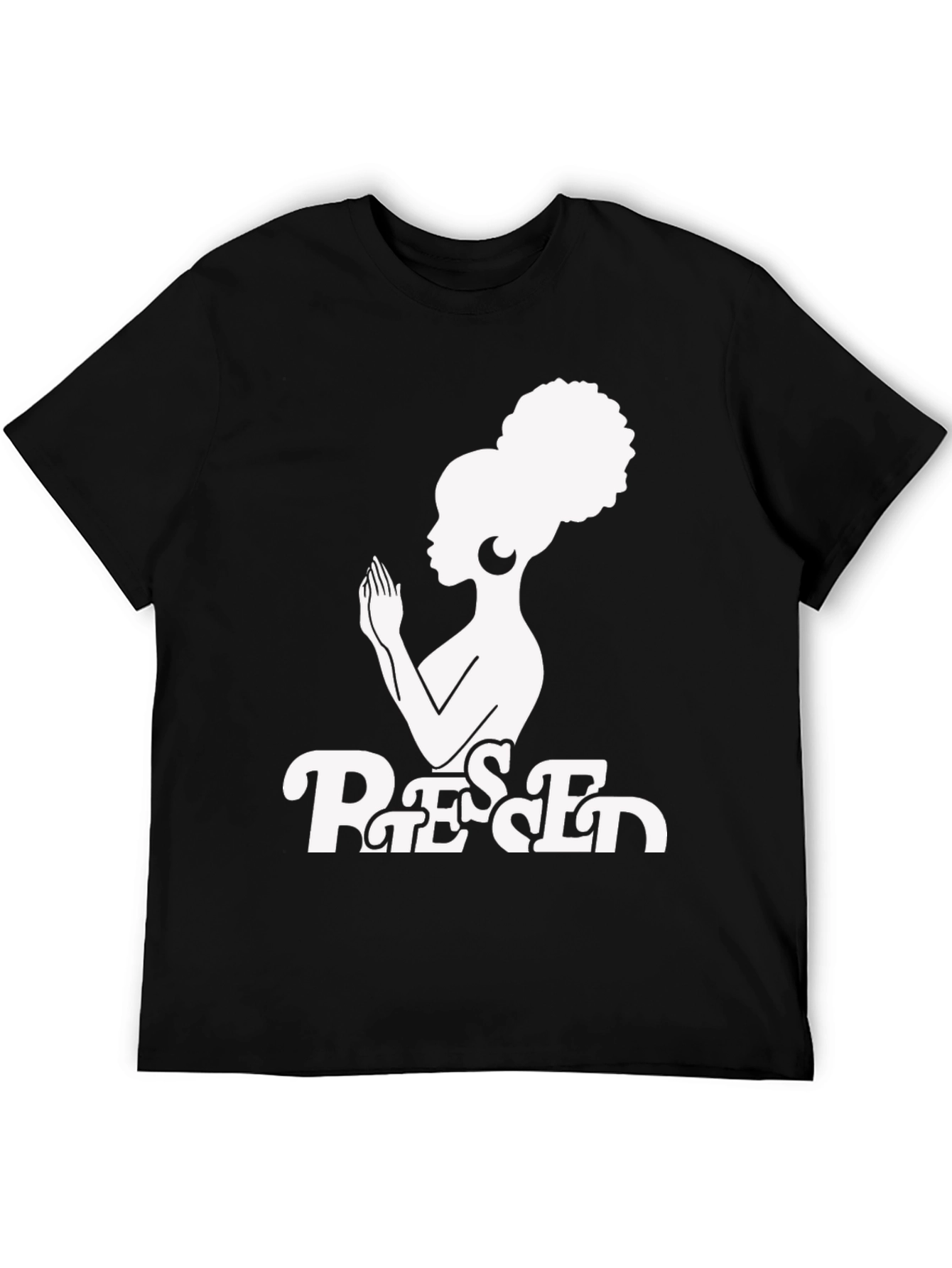 Black Blessed Graphic T-Shirt - Afro Woman Design view 5