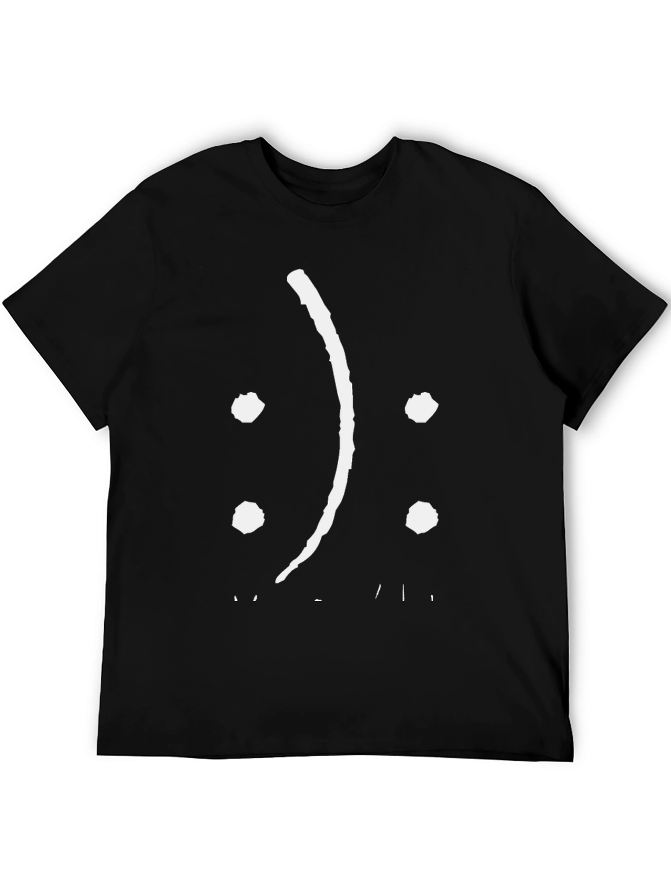 Black Sad Face Graphic Tee - Black Cotton Comfort view 5