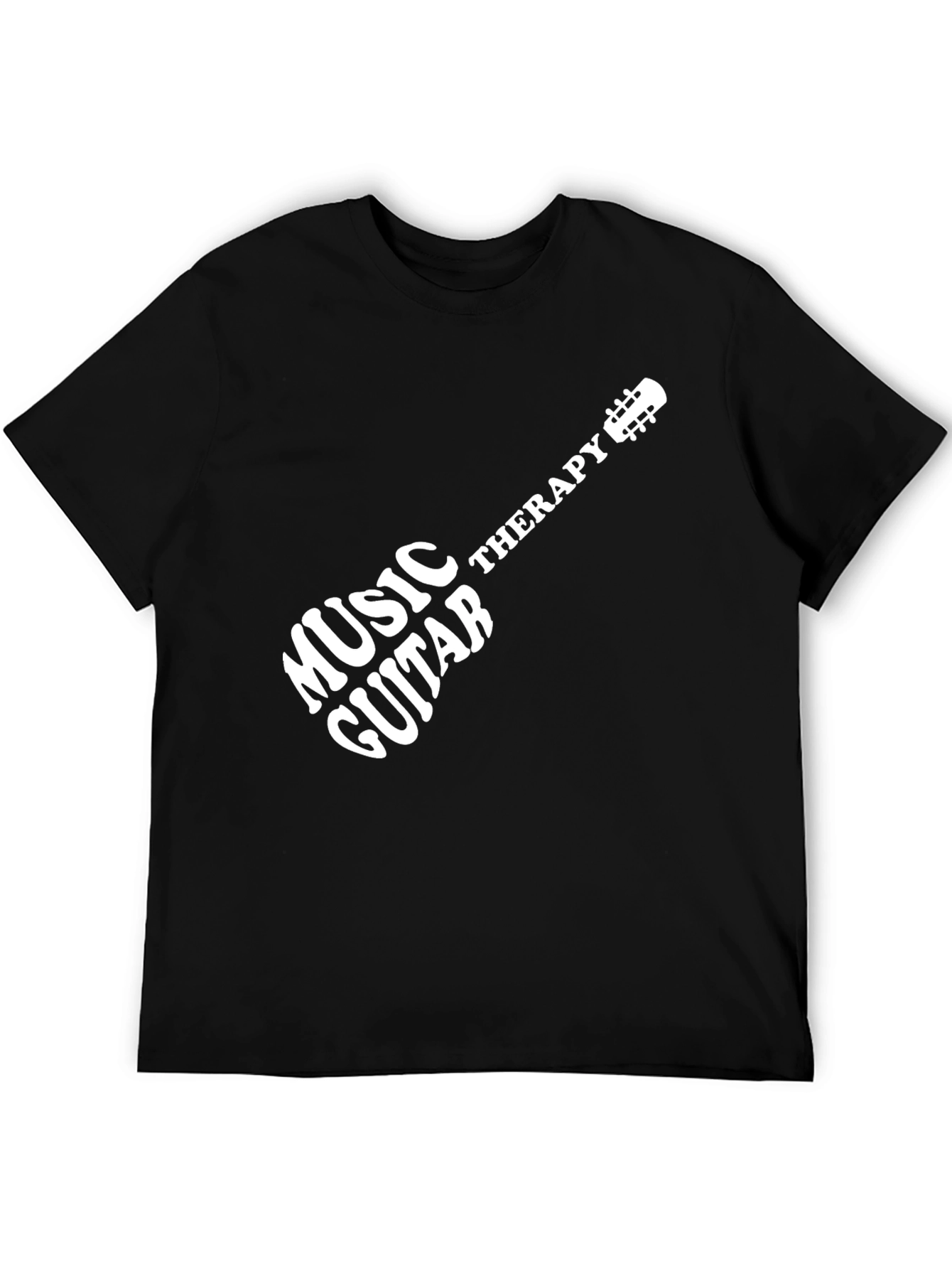 Black Music Therapy Guitar Graphic Tee - Black view 5