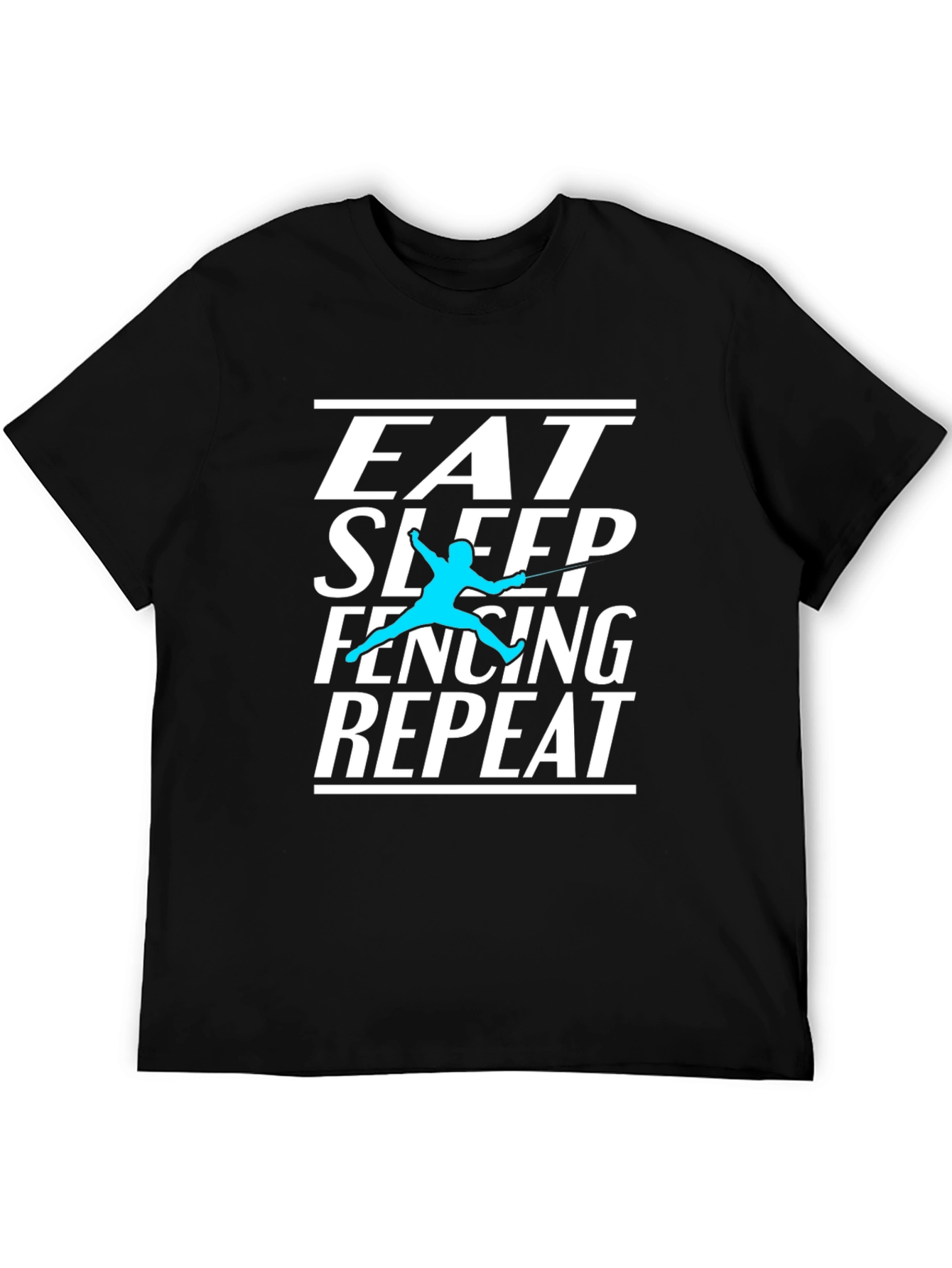 Black Eat Sleep Fencing Repeat Black T-Shirt view 5