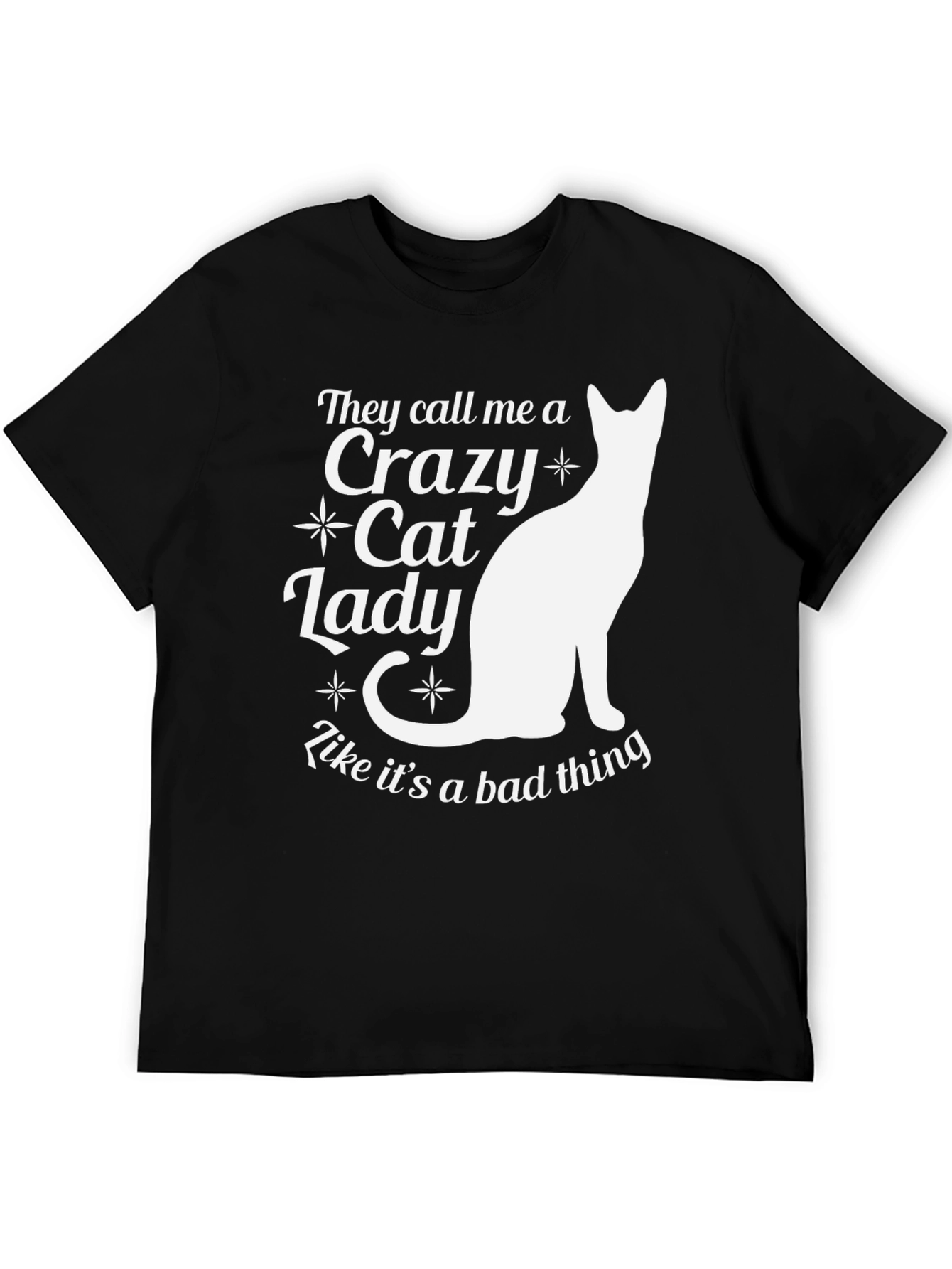 Black Crazy Cat Lady T-Shirt - Funny Cat Lover Tee view 5