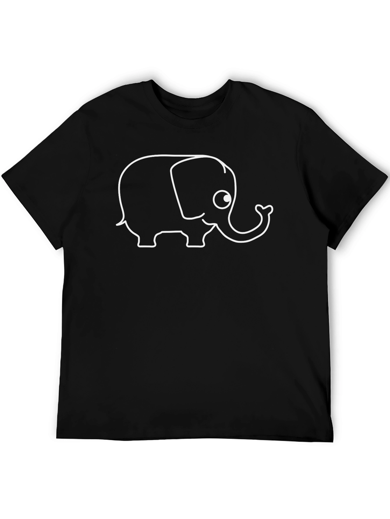 Black Elephant Outline Graphic Tee - Black Cotton Shirt view 5