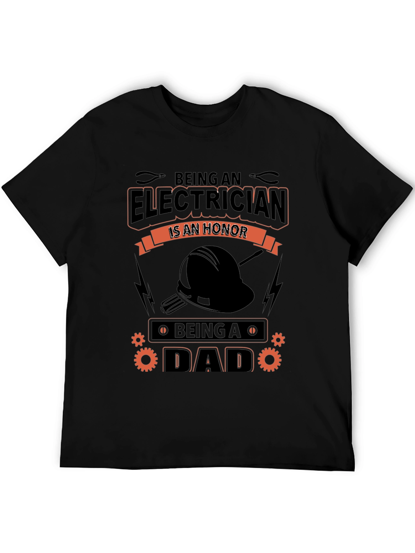 Black Electrician Dad Black T-Shirt view 5