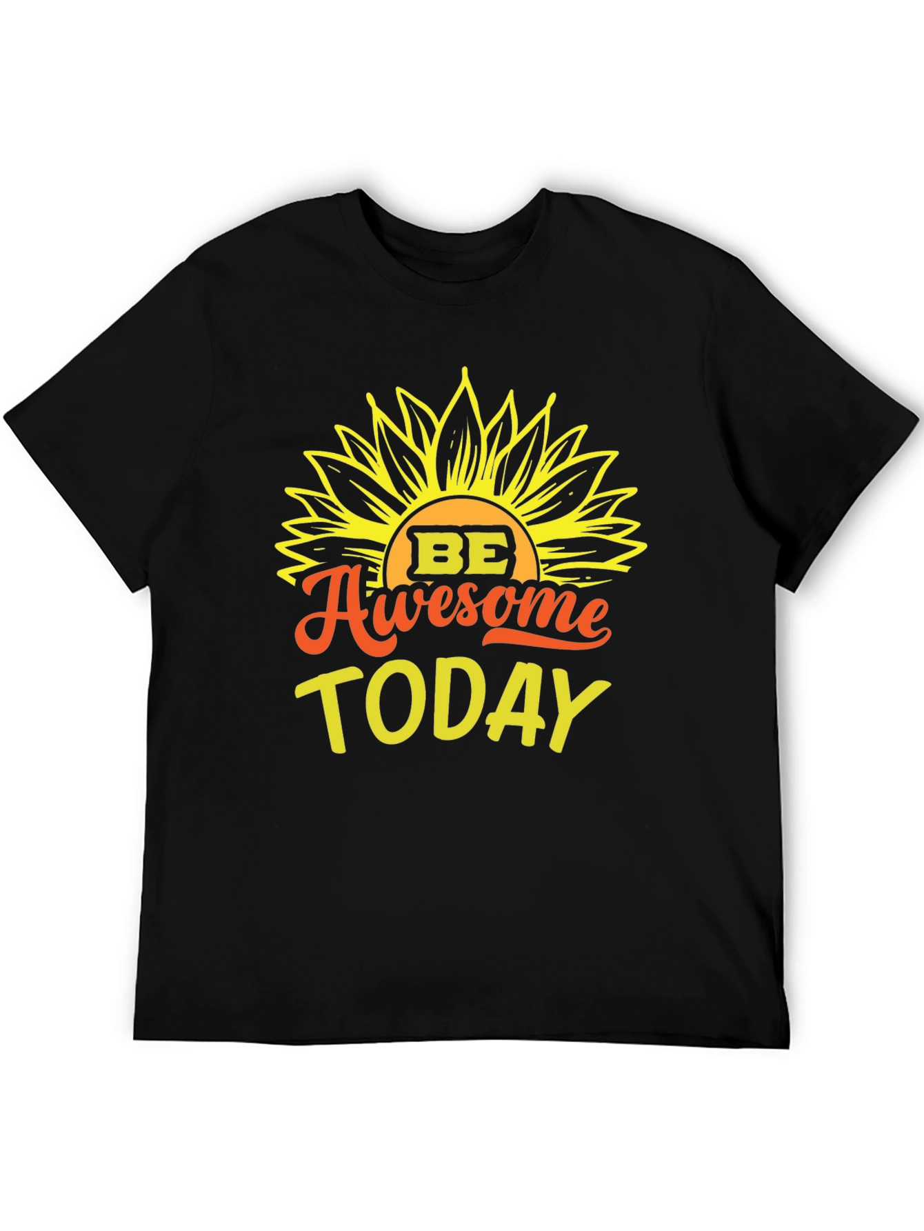 Black Be Awesome Today Sunflower Graphic Tee - Black view 5