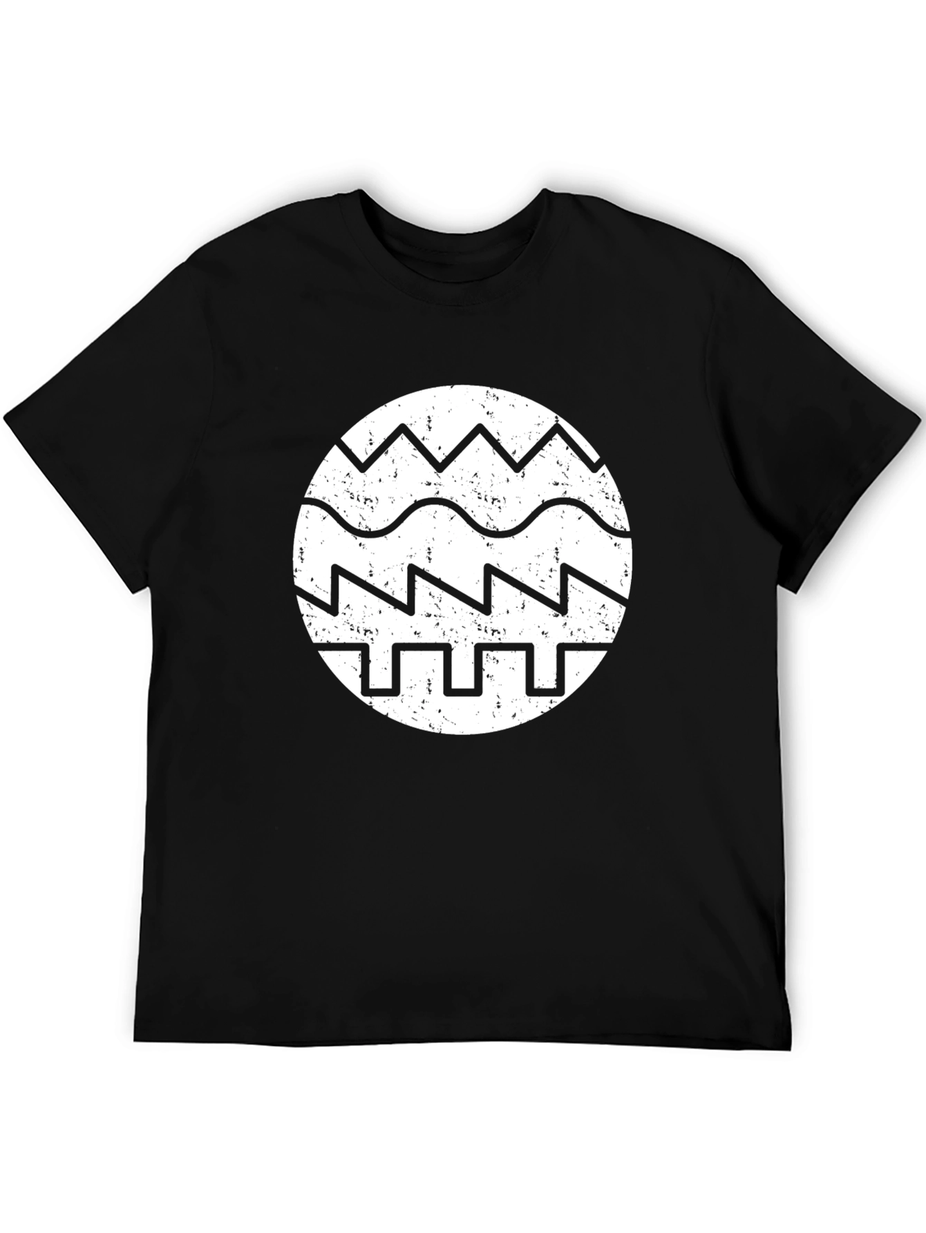 Black Retro Waveform Graphic Tee - Black Cotton view 5