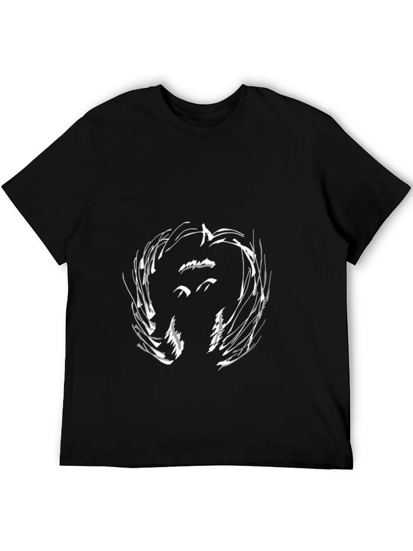 Black Abstract Face Black T-Shirt view 5