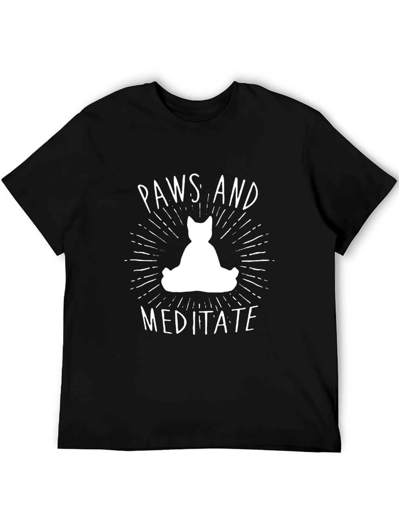 Black Paws and Meditate Black T-Shirt view 5