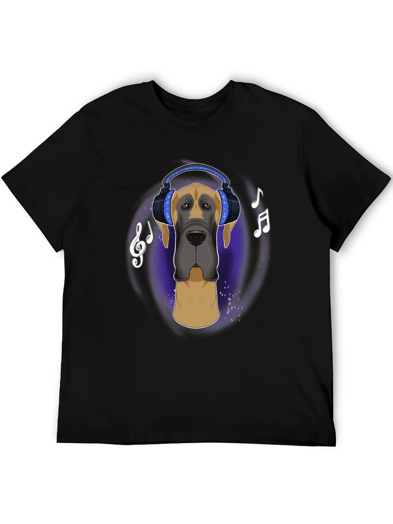 Black Dog with Headphones T-Shirt - Music Lover Tee view 5