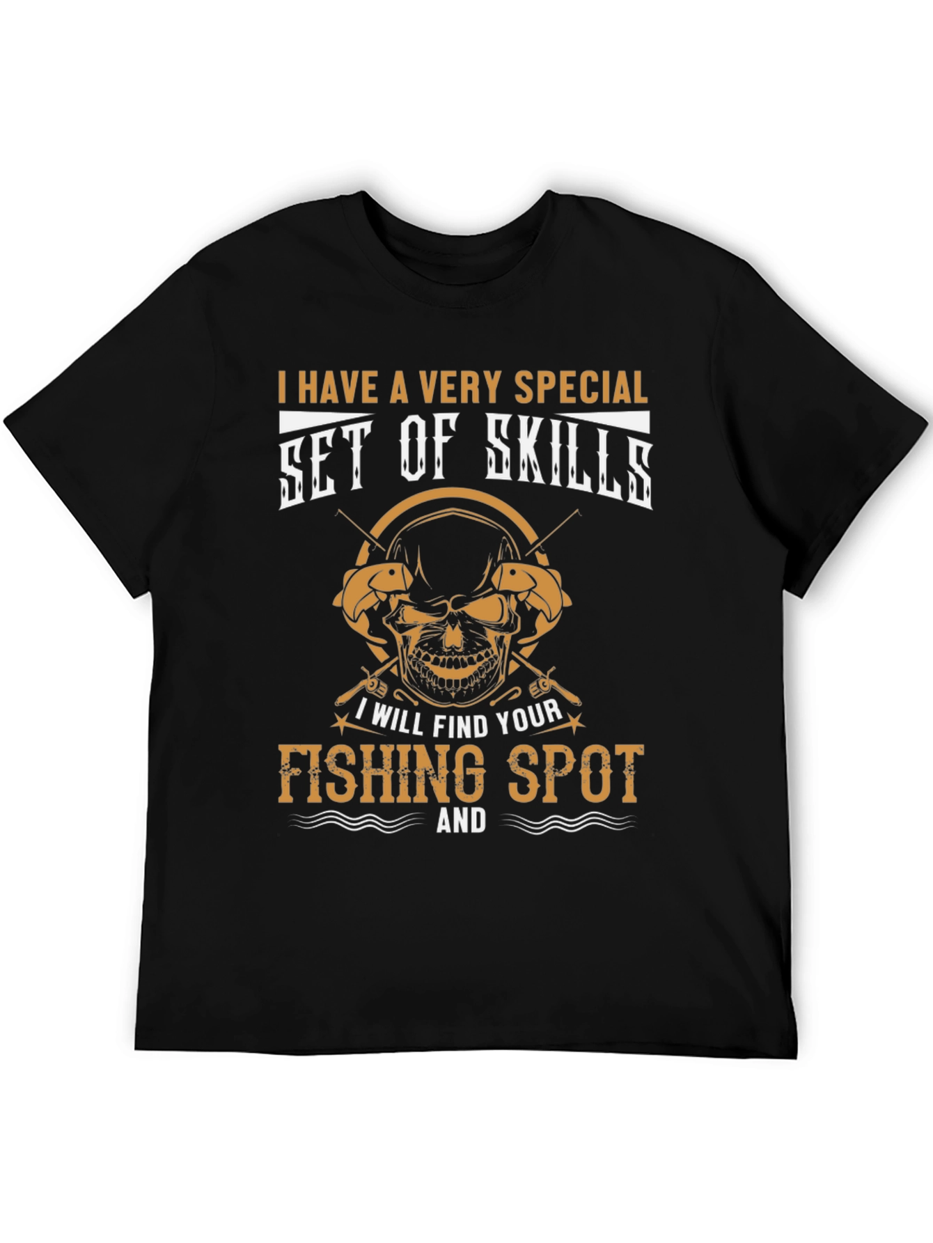 Black Funny Fishing T-Shirt - "Set of Skills" Tee view 5