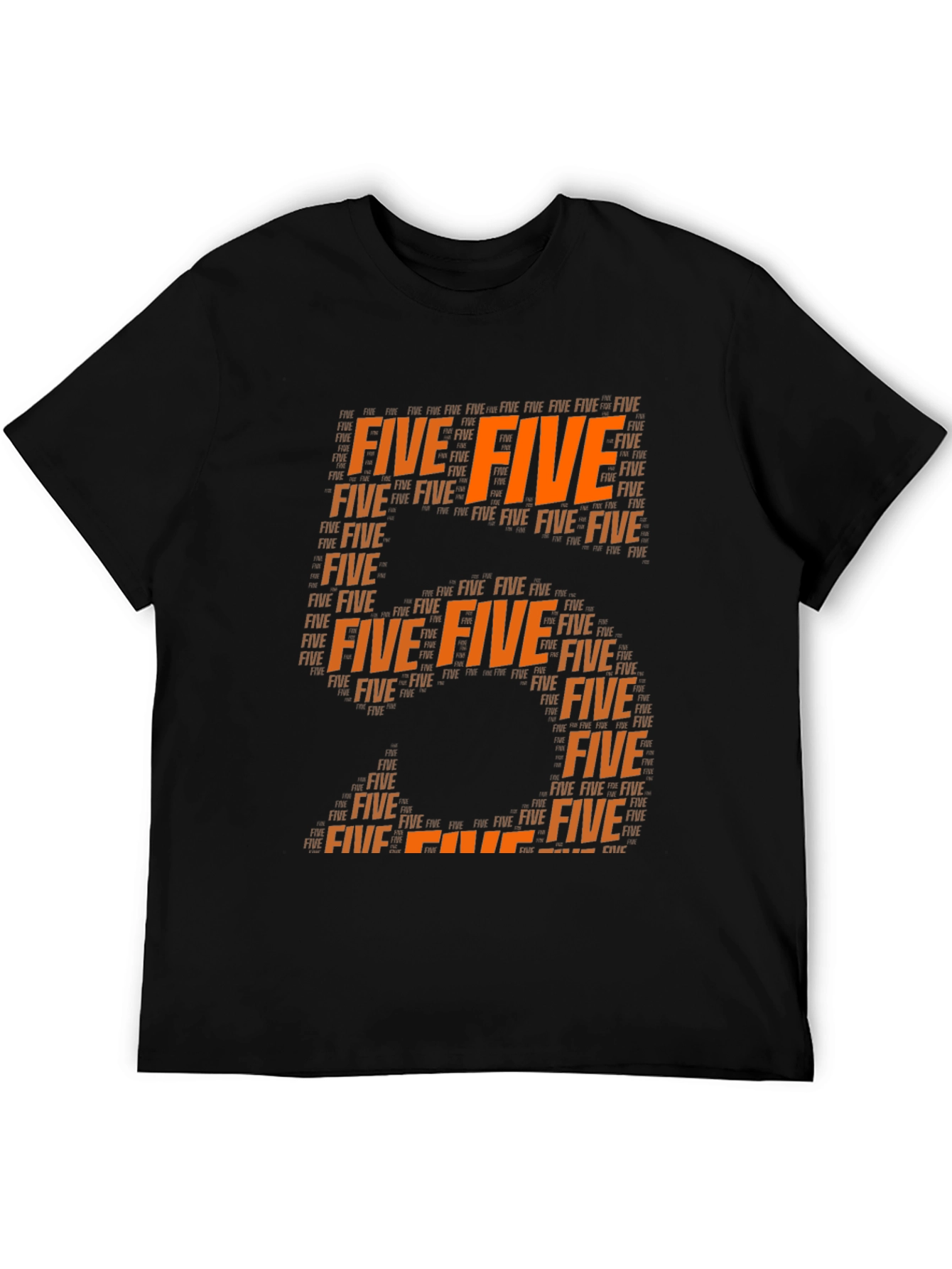 Black Five Typography Graphic Tee - Stylish Number T-Shirt view 5