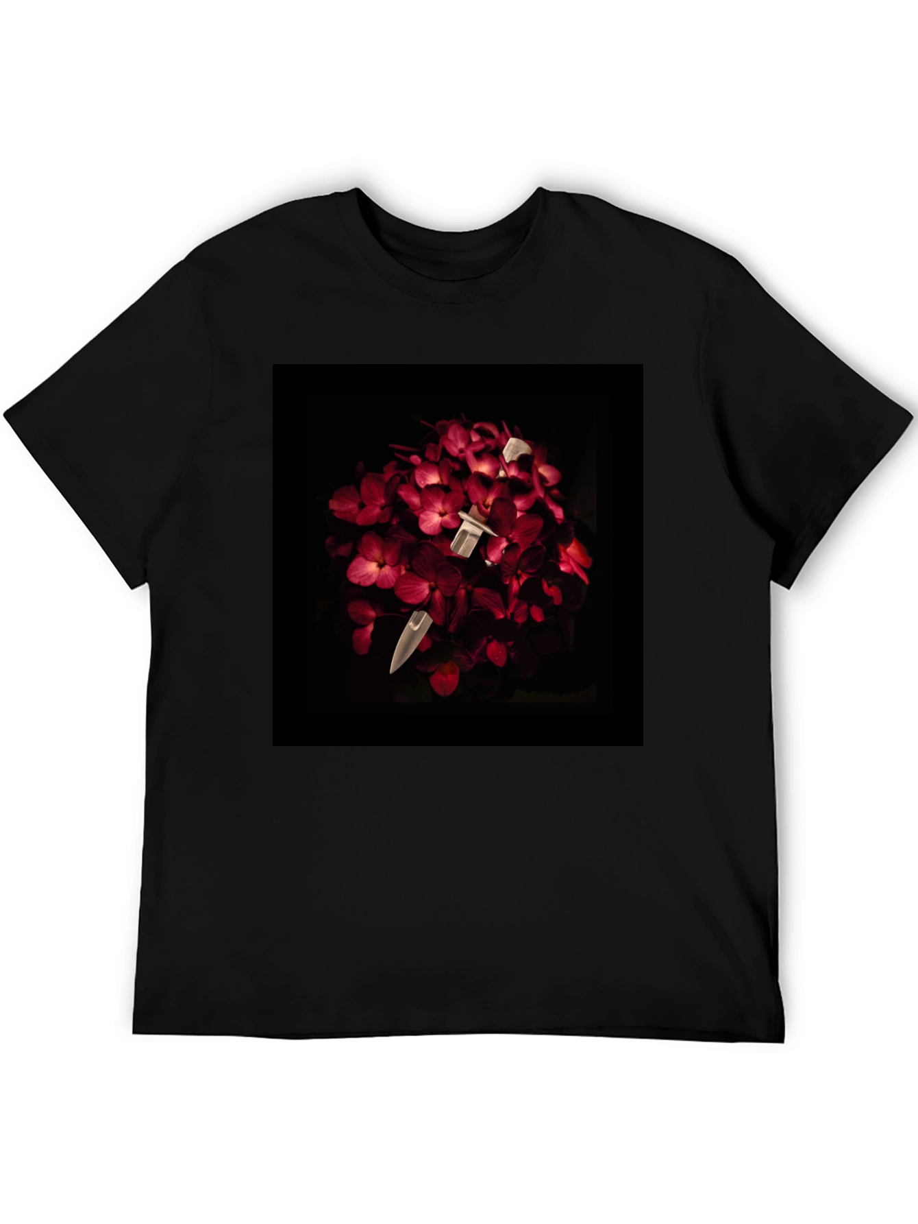 Black Floral Dagger Tee - Edgy & Unique Style view 5