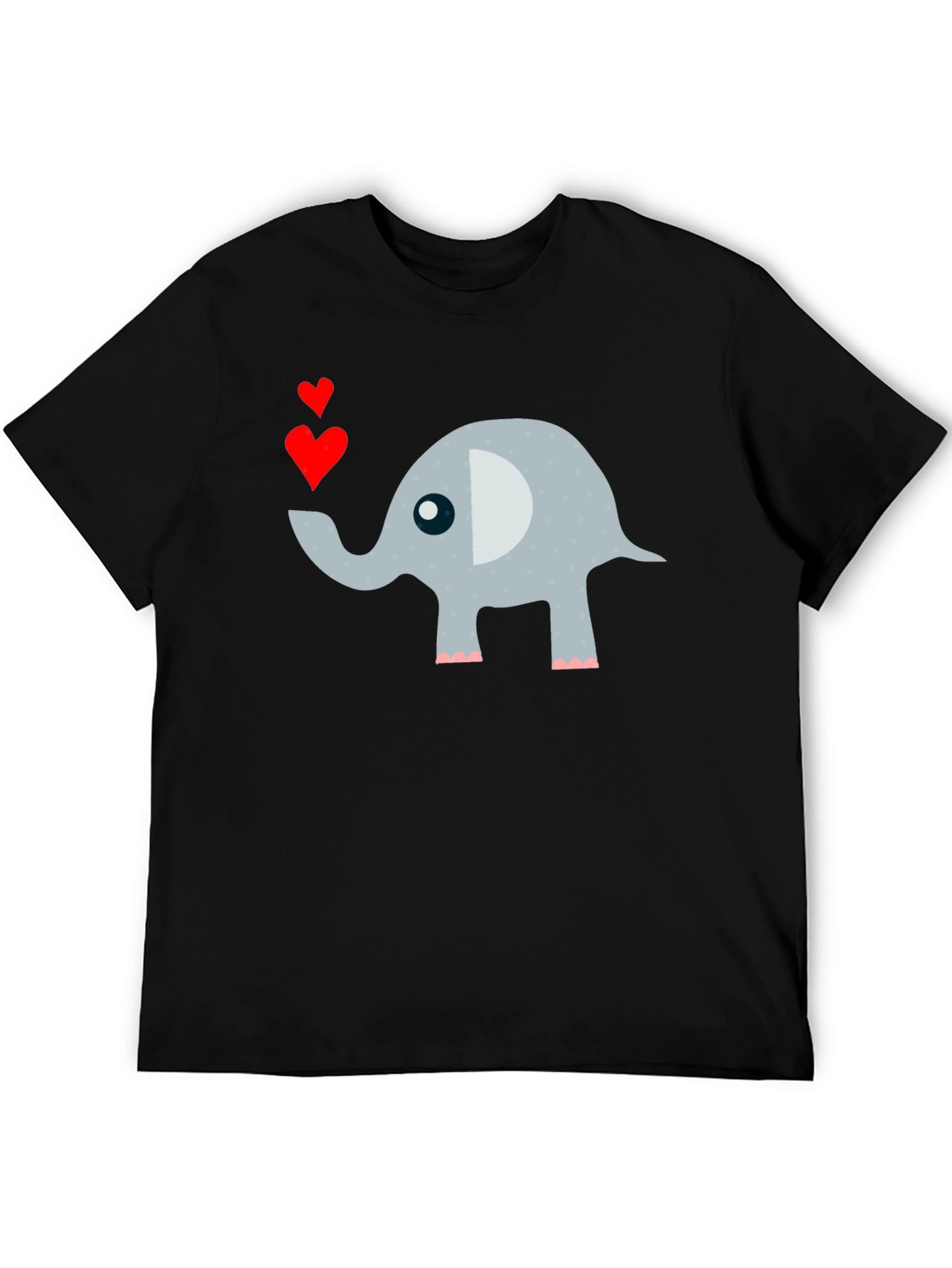 Black Elephant Love Men's T-Shirt Cute Animal Tee view 5