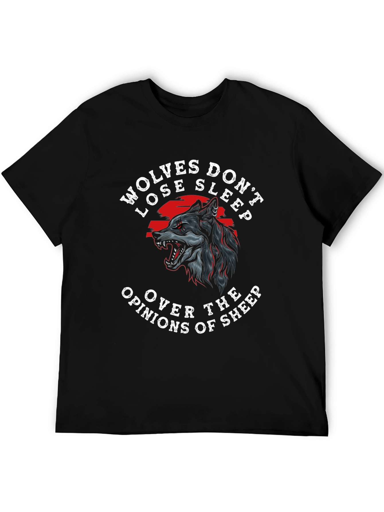 Black Wolves Don't Lose Sleep Graphic Tee - Black view 5