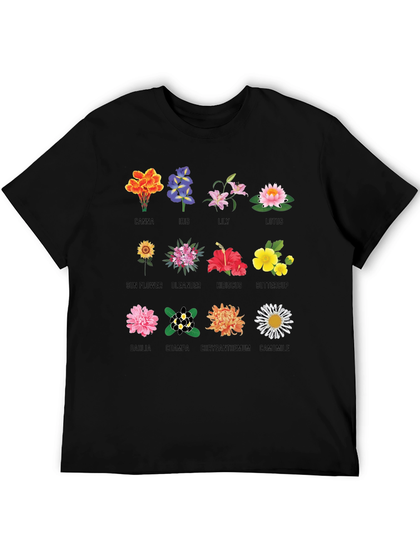 Black Floral Anatomy T-Shirt: Botanical Flower Graphic Tee view 5