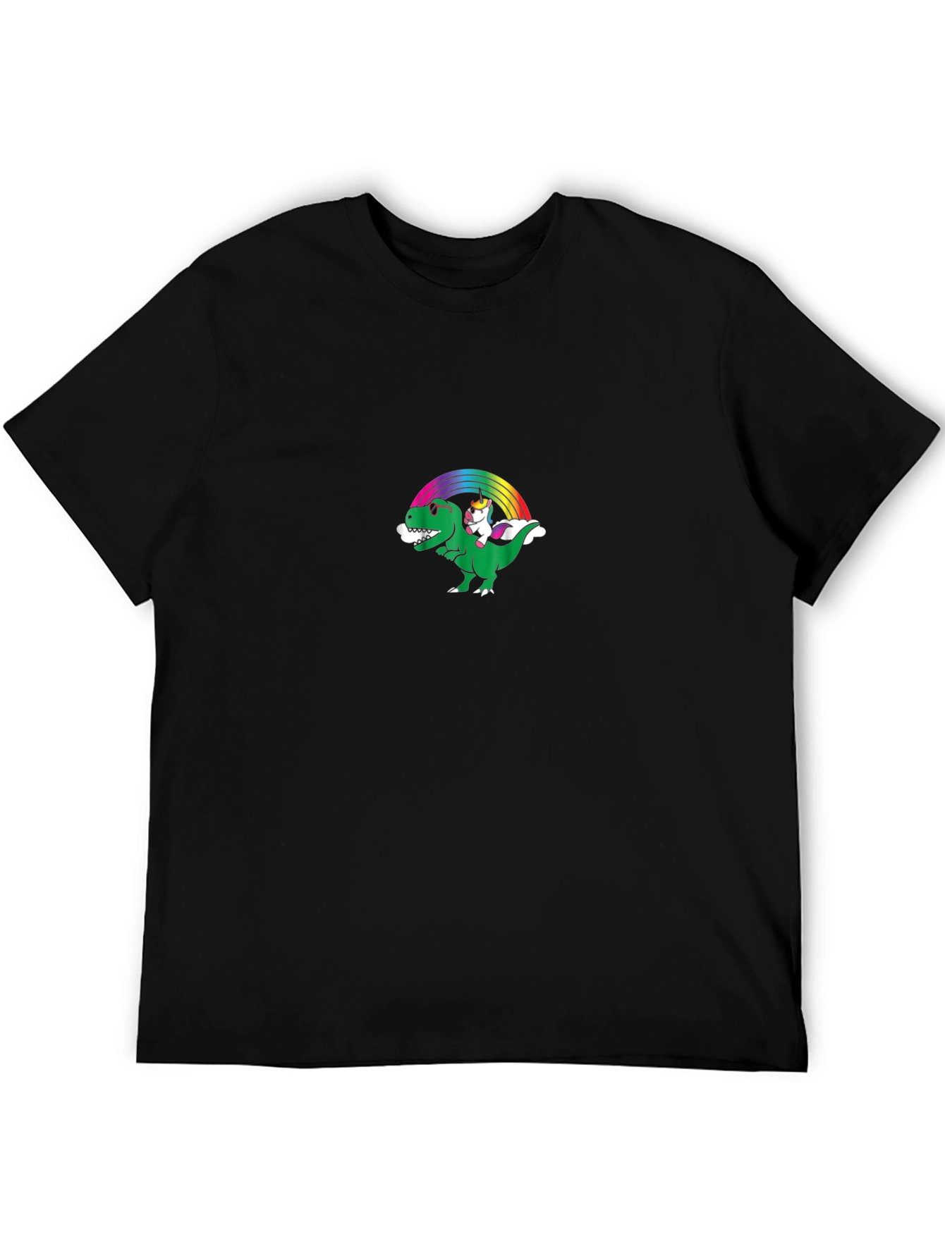 Black Dino Unicorn Rainbow T-Shirt - Black view 5