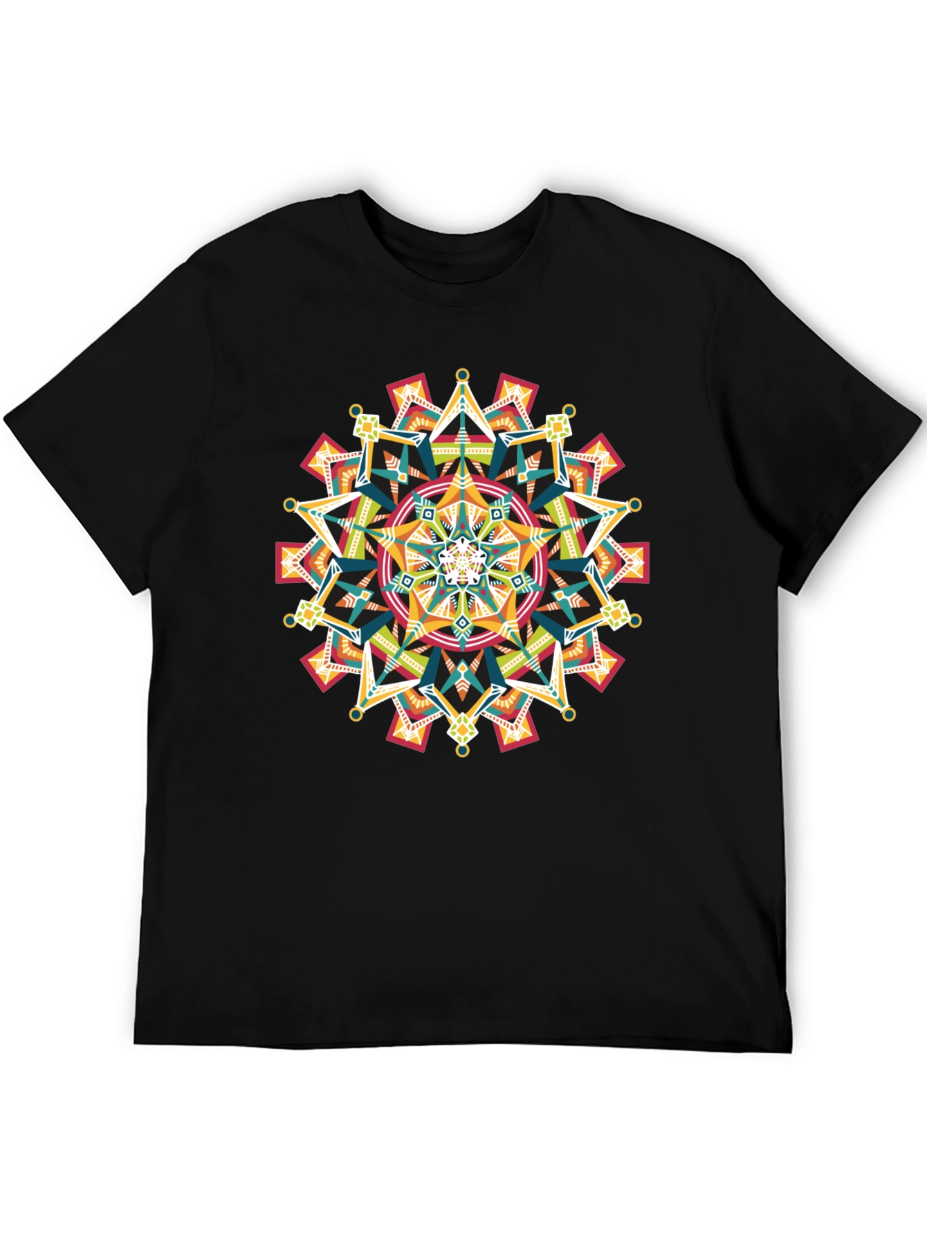 Black Geometric Mandala Graphic Black T-Shirt view 5