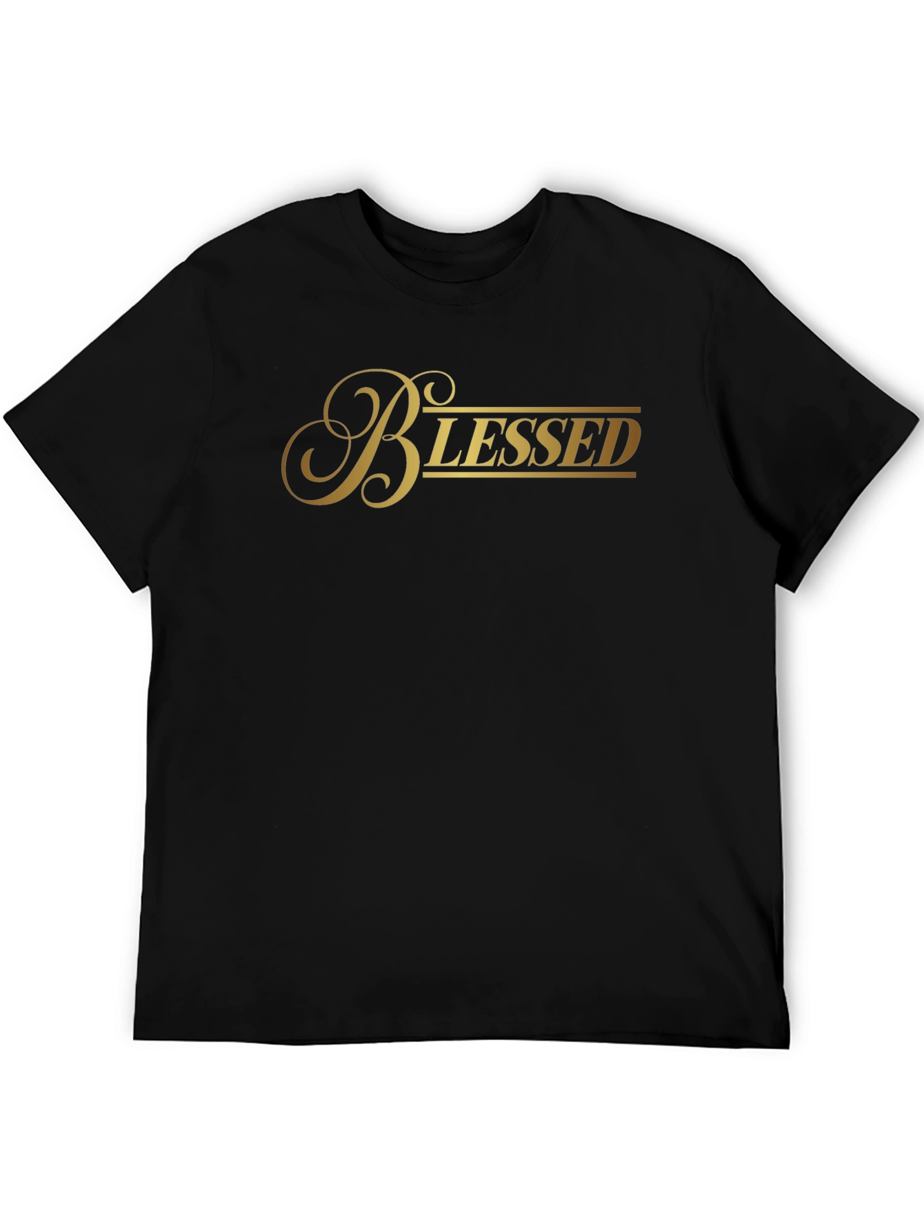 Black Blessed Black T-Shirt - Gold Lettering view 5