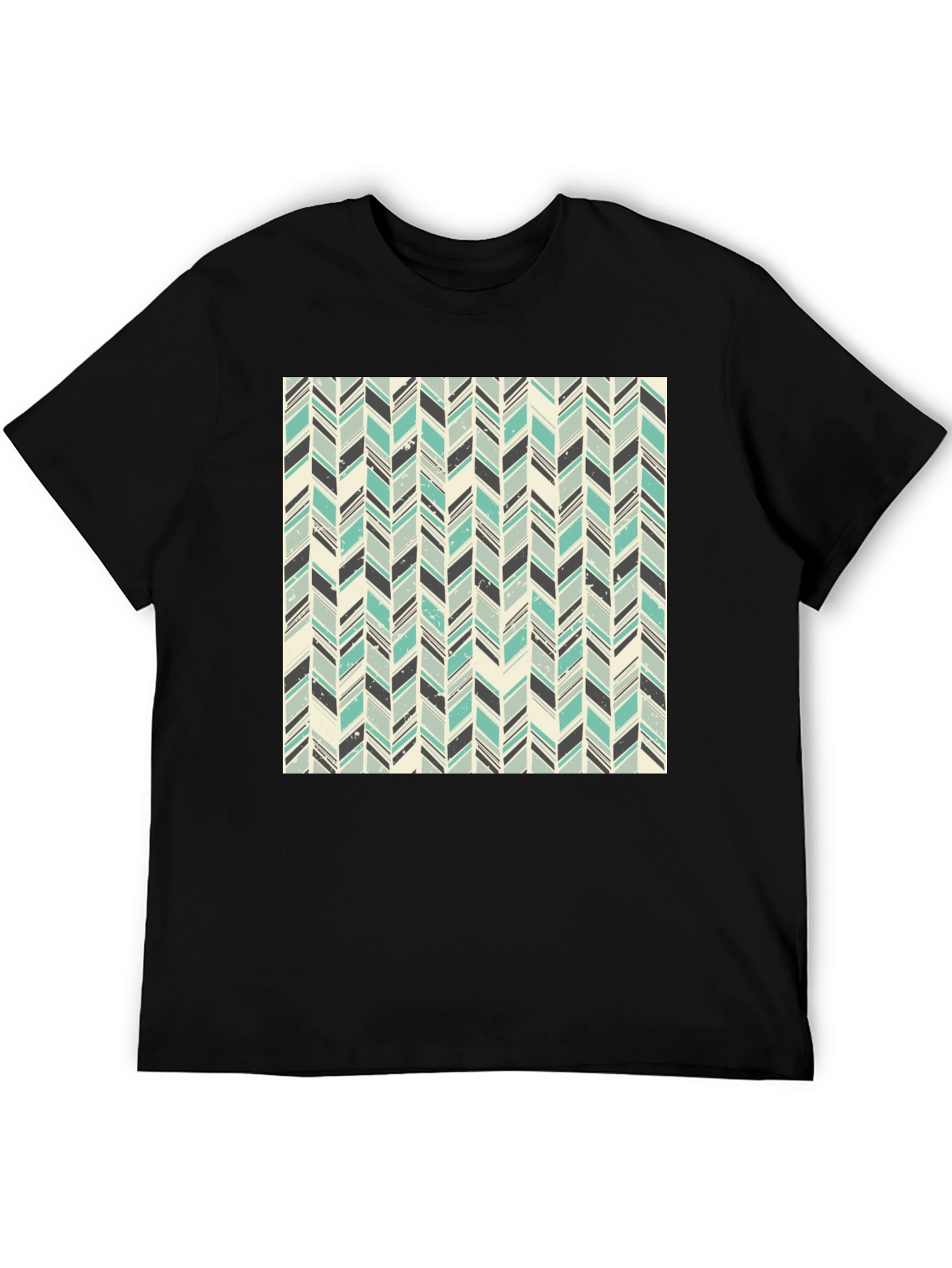 Black Herringbone Pattern T-Shirt - Stylish Casual Tee view 5