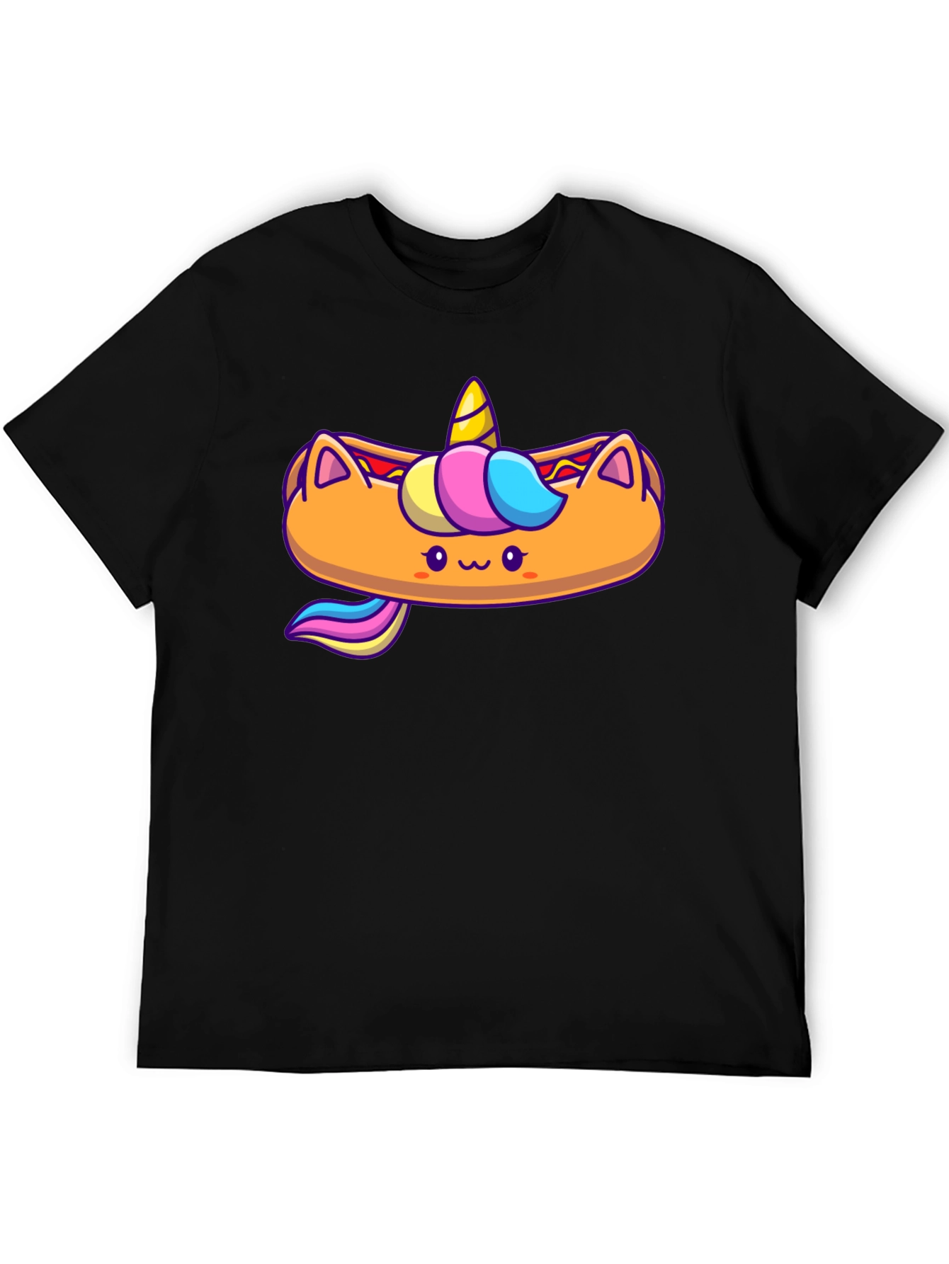 Black Unicorn Hotdog Graphic Tee - Men's Black T-Shirt view 5