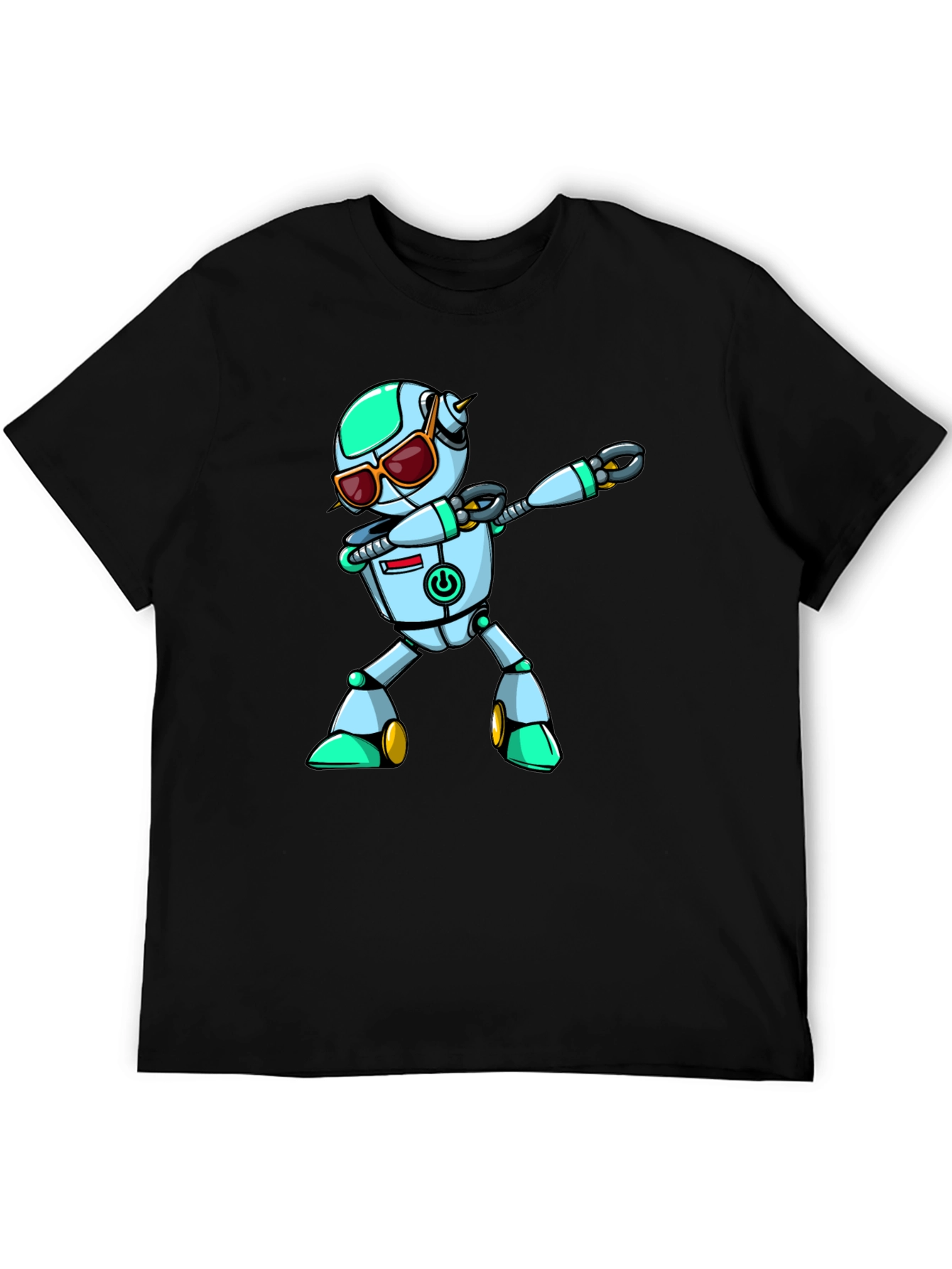 Black Dabbing Robot Graphic Tee - Cool Sci-Fi T-Shirt view 5