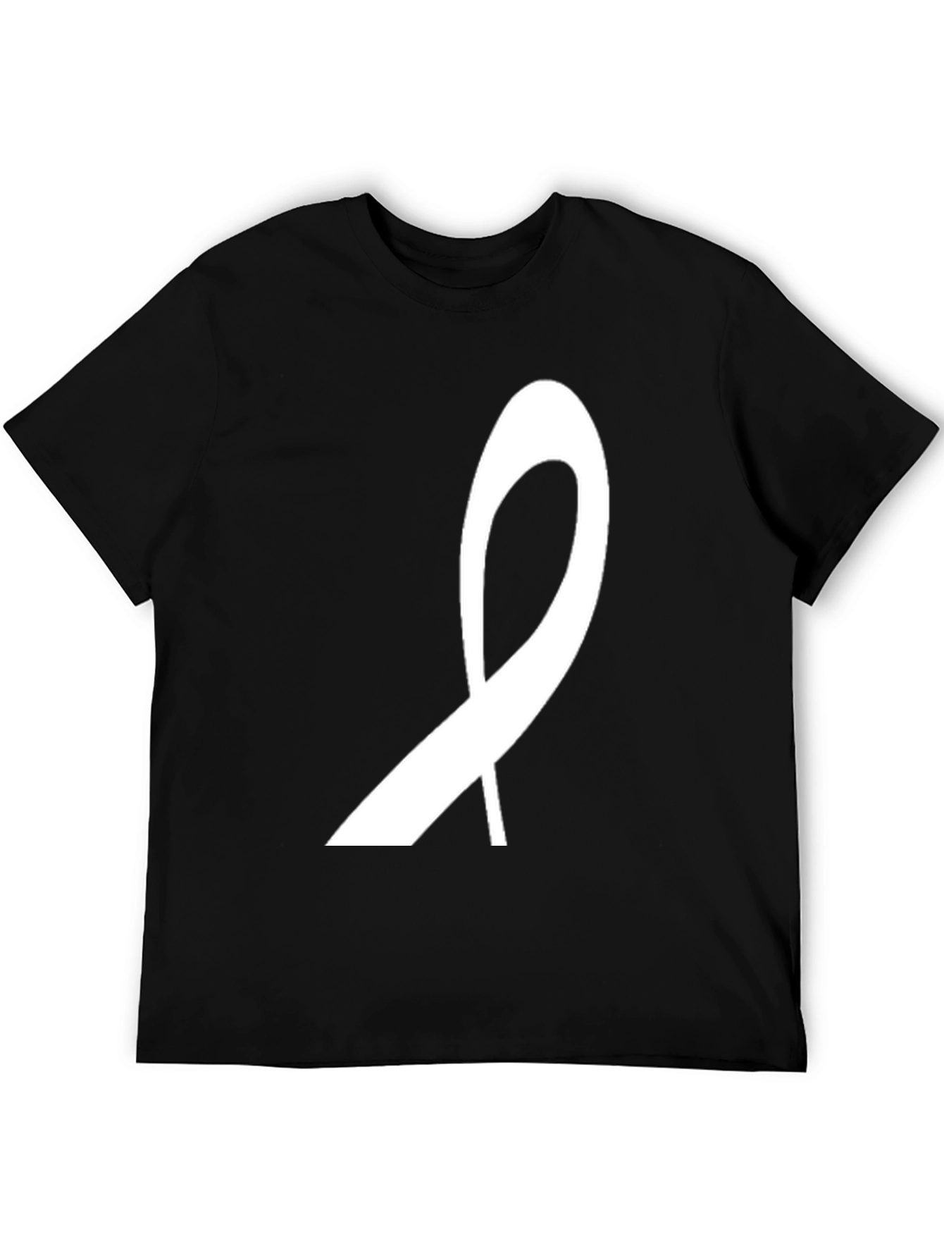 Black T-Shirt with White Awareness Ribbon Design - 5
